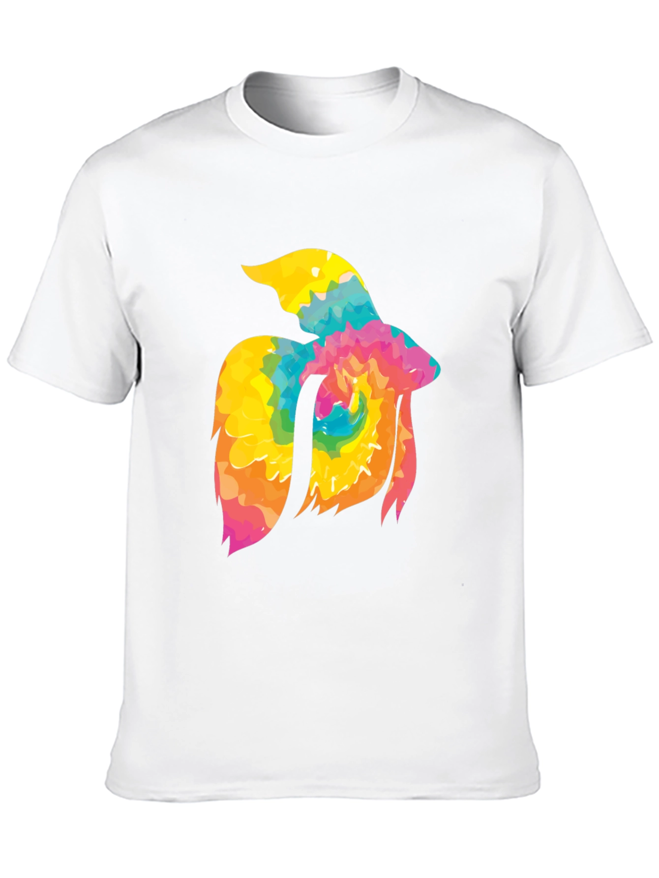Tie-Dye Betta Fish Graphic Tee - Black Cotton