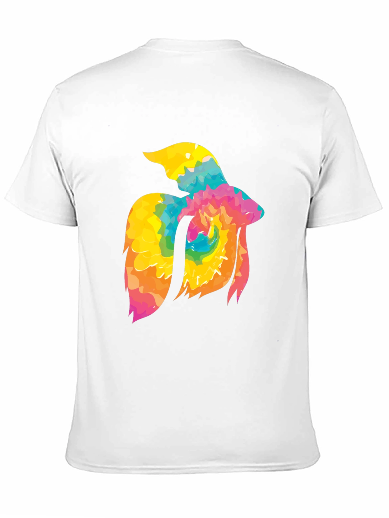 Tie-Dye Betta Fish Graphic Tee - Black Cotton
