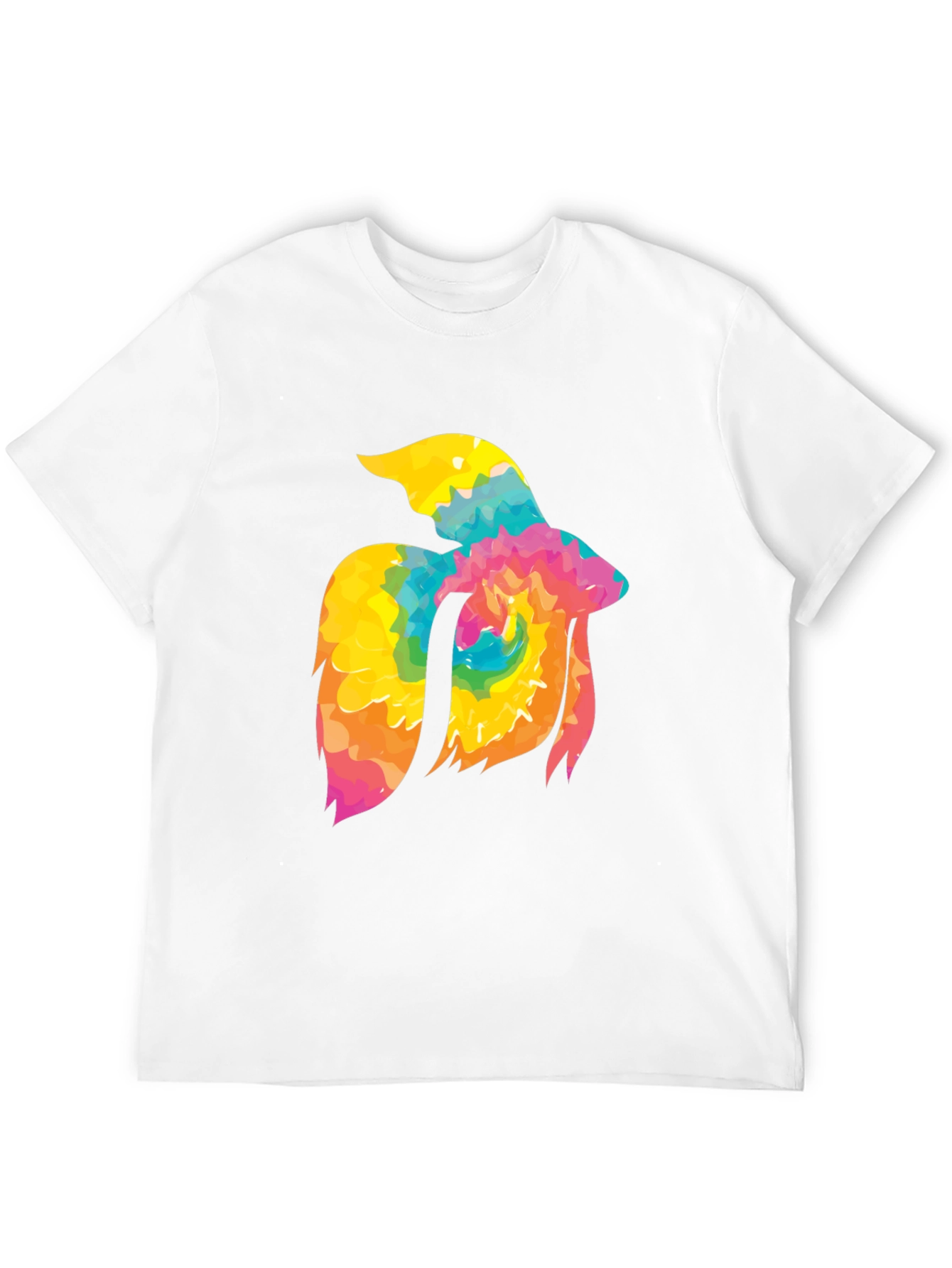 Tie-Dye Betta Fish Graphic Tee - Black Cotton