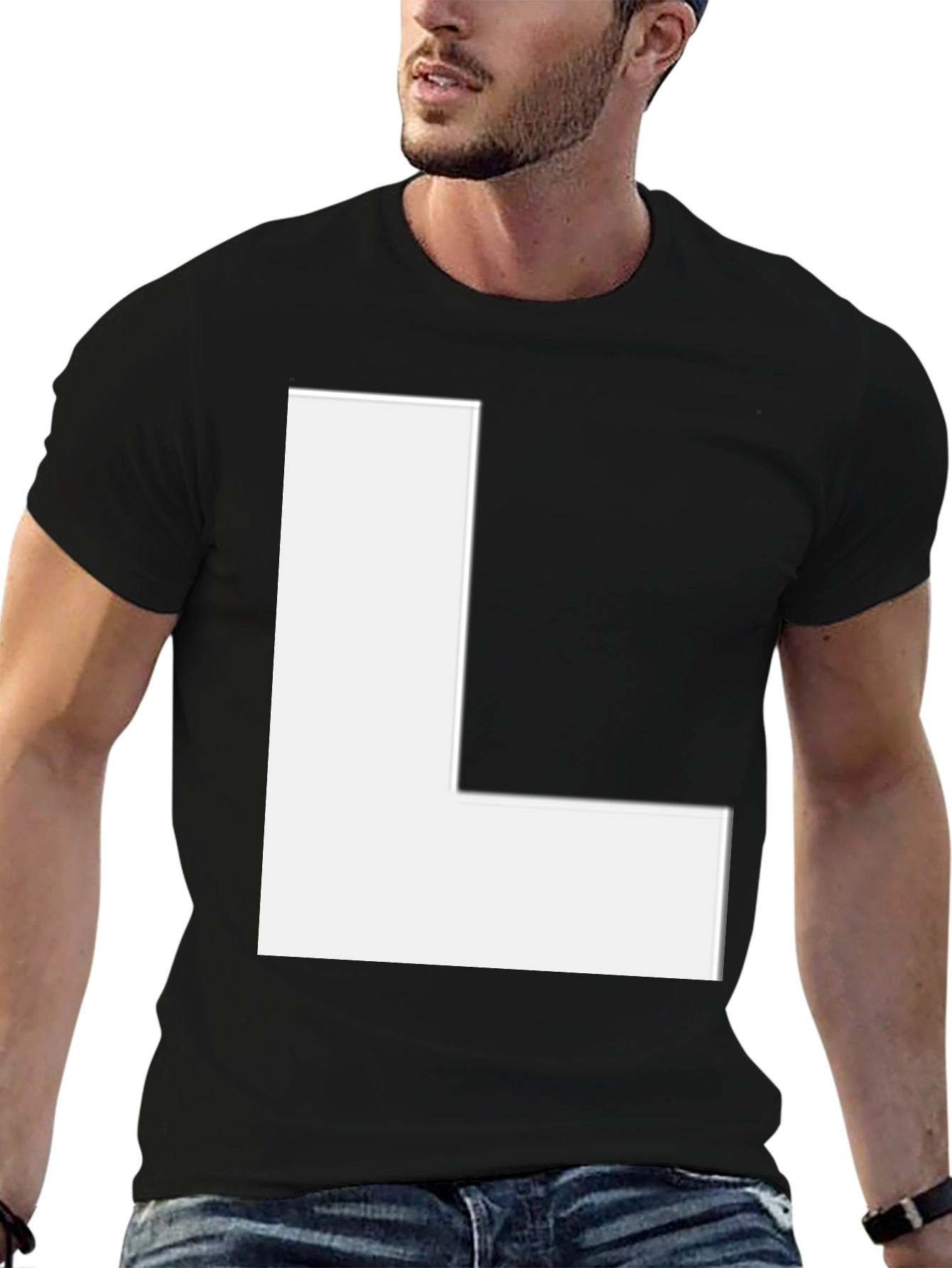 Bold Letter L Graphic Tee - Unisex Casual Style