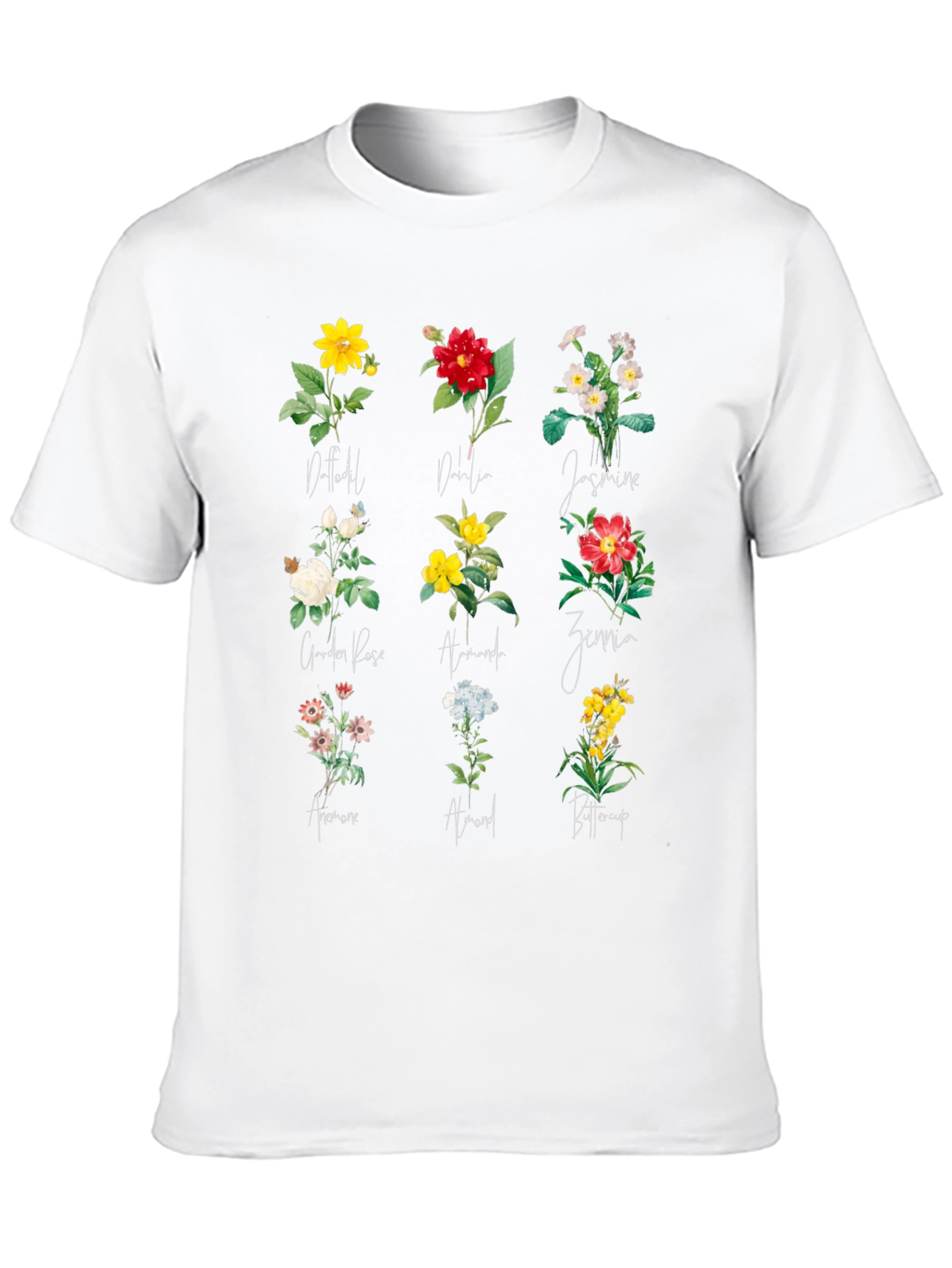 Floral Botanical Print Black T-Shirt