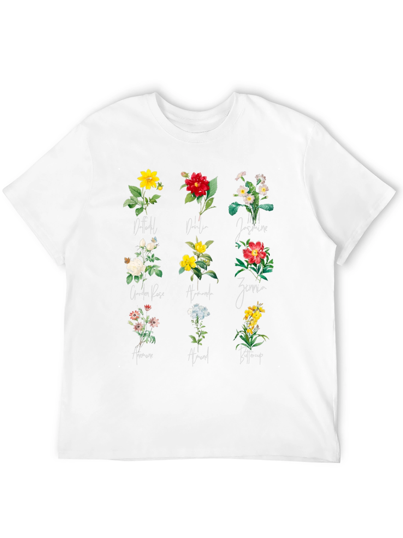 Floral Botanical Print Black T-Shirt