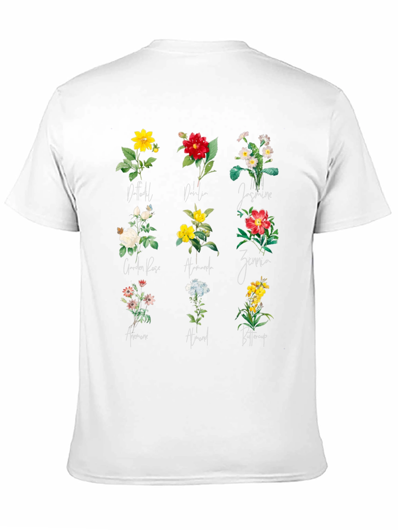 Floral Botanical Print Black T-Shirt