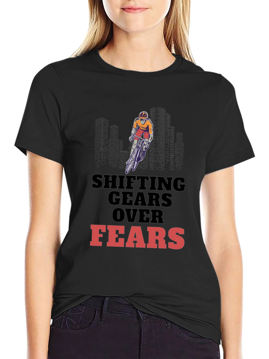 Shifting Gears Over Fears Graphic Tee - Sporty Black T-Shirt