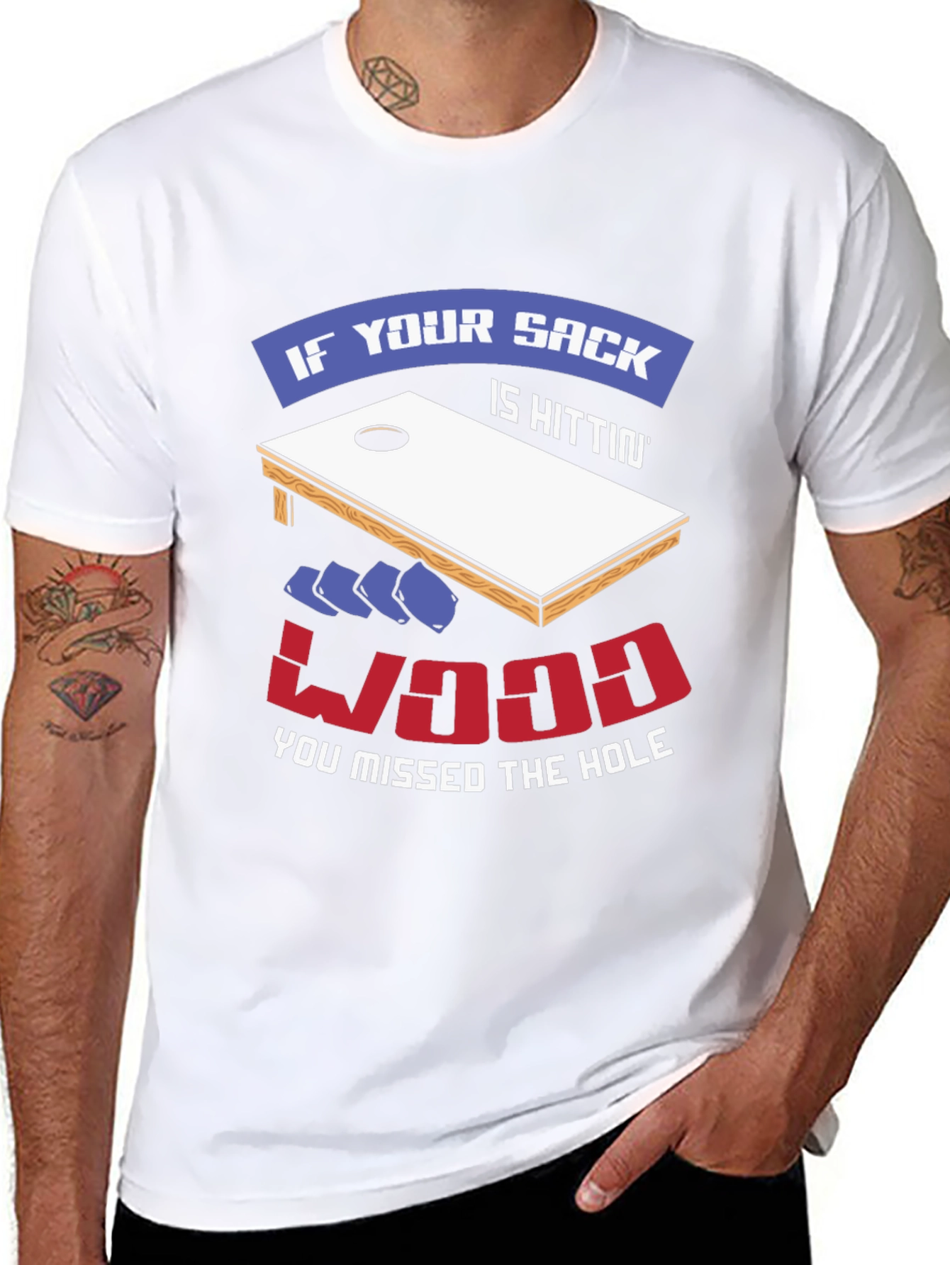 Cornhole Funny T-Shirt: Sack Hittin Wood