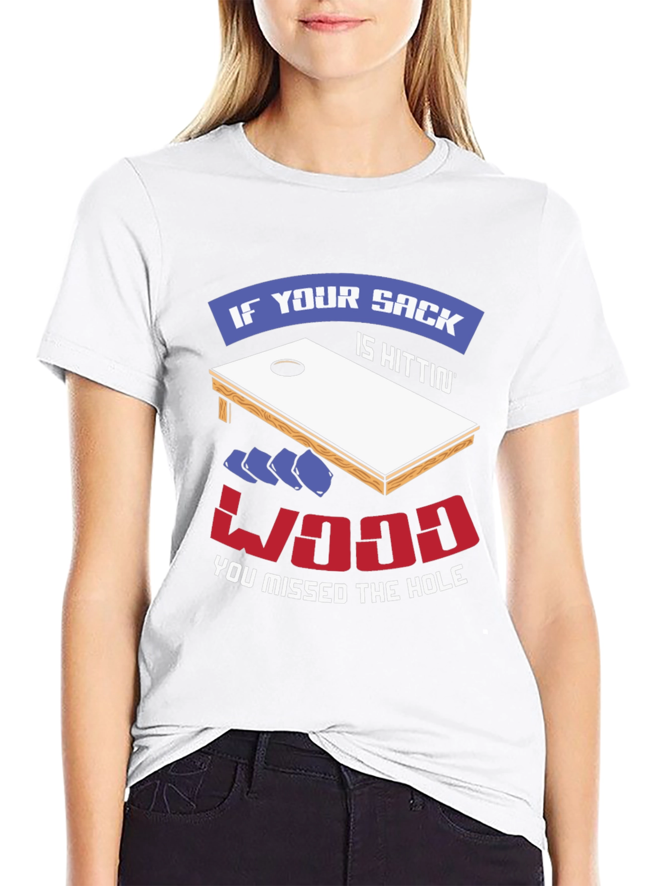 Cornhole Funny T-Shirt: Sack Hittin Wood