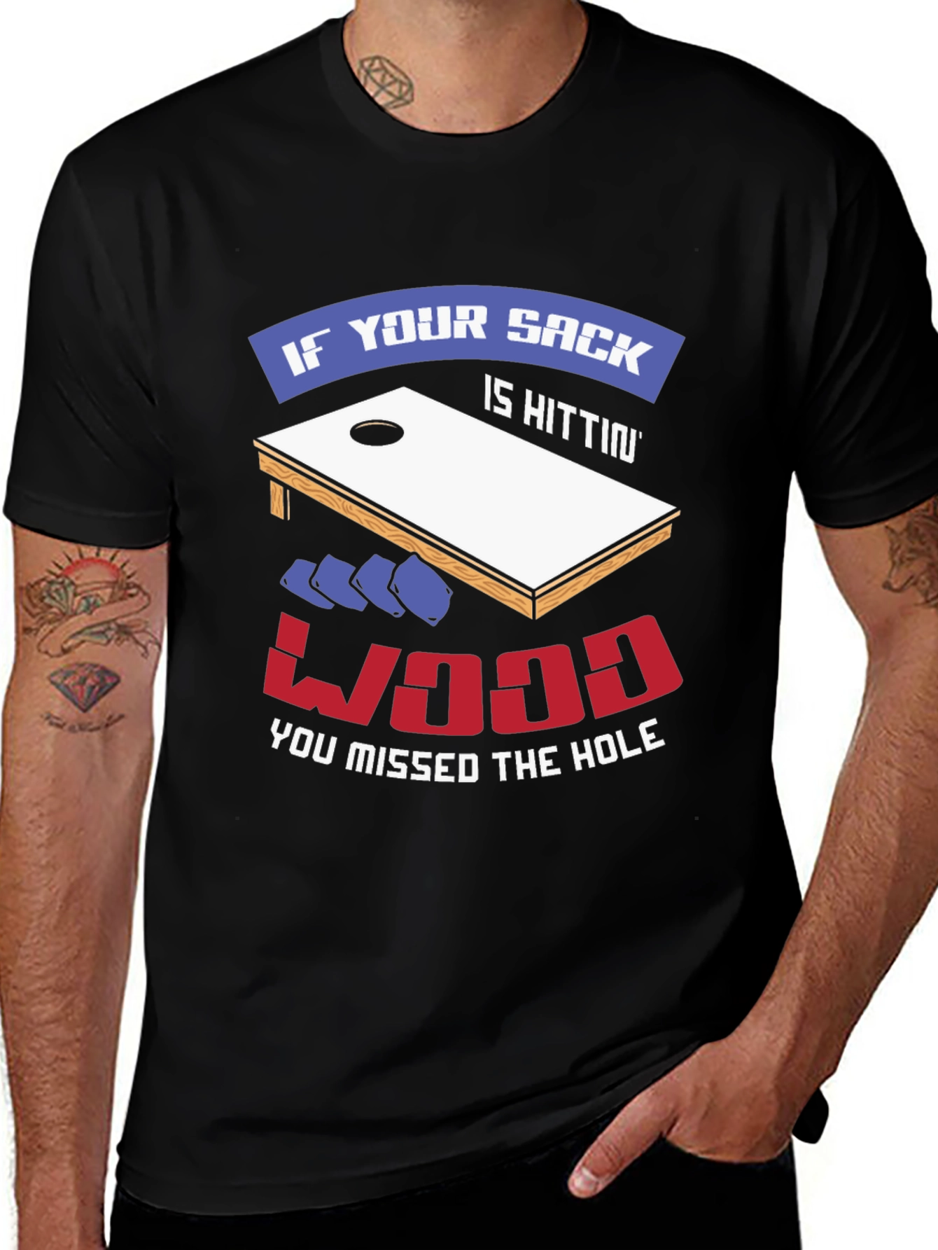 Cornhole Funny T-Shirt: Sack Hittin Wood