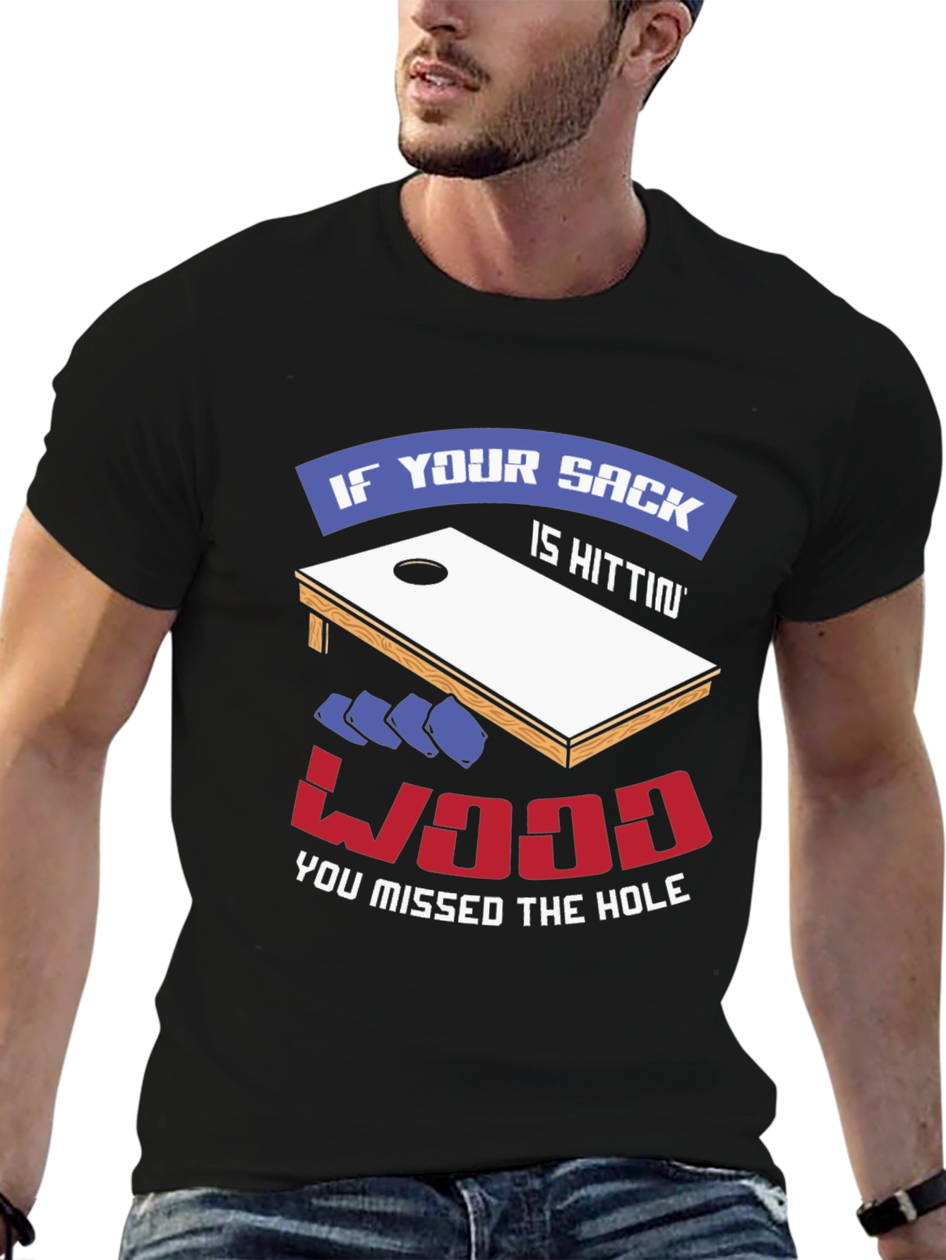 Cornhole Funny T-Shirt: Sack Hittin Wood