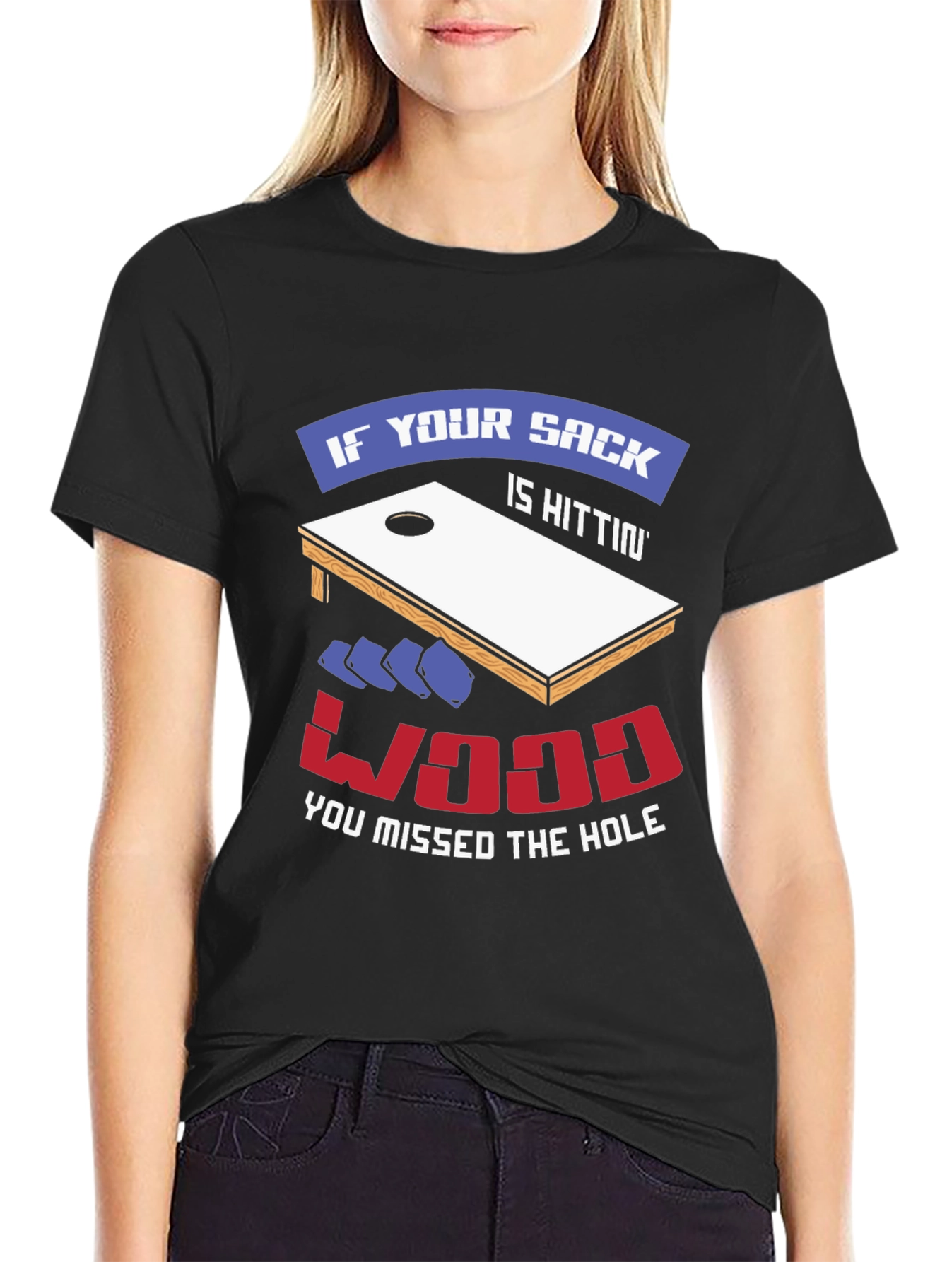 Cornhole Funny T-Shirt: Sack Hittin Wood