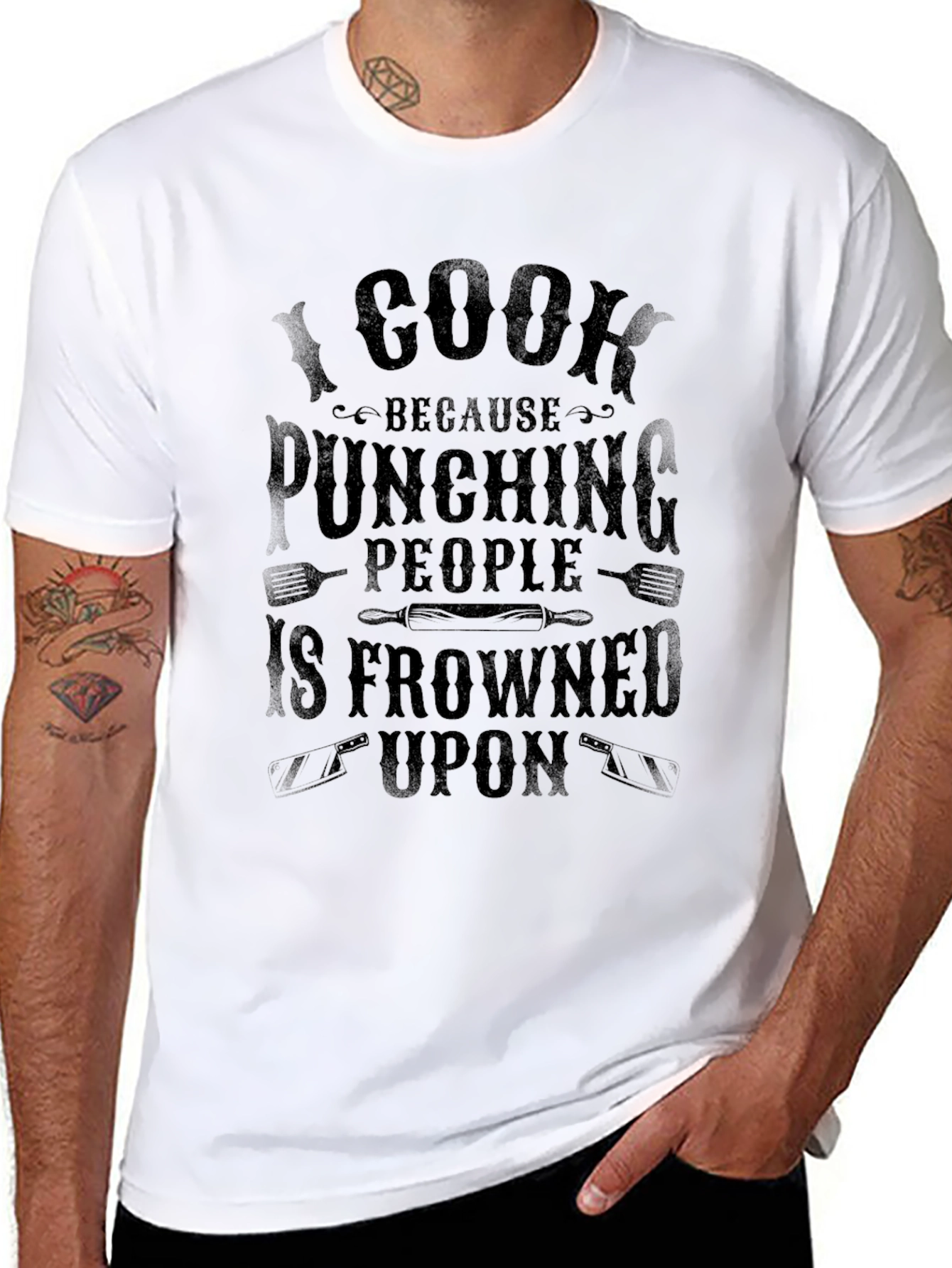 I Cook Because Punching People is Frowned Upon T-Shirt