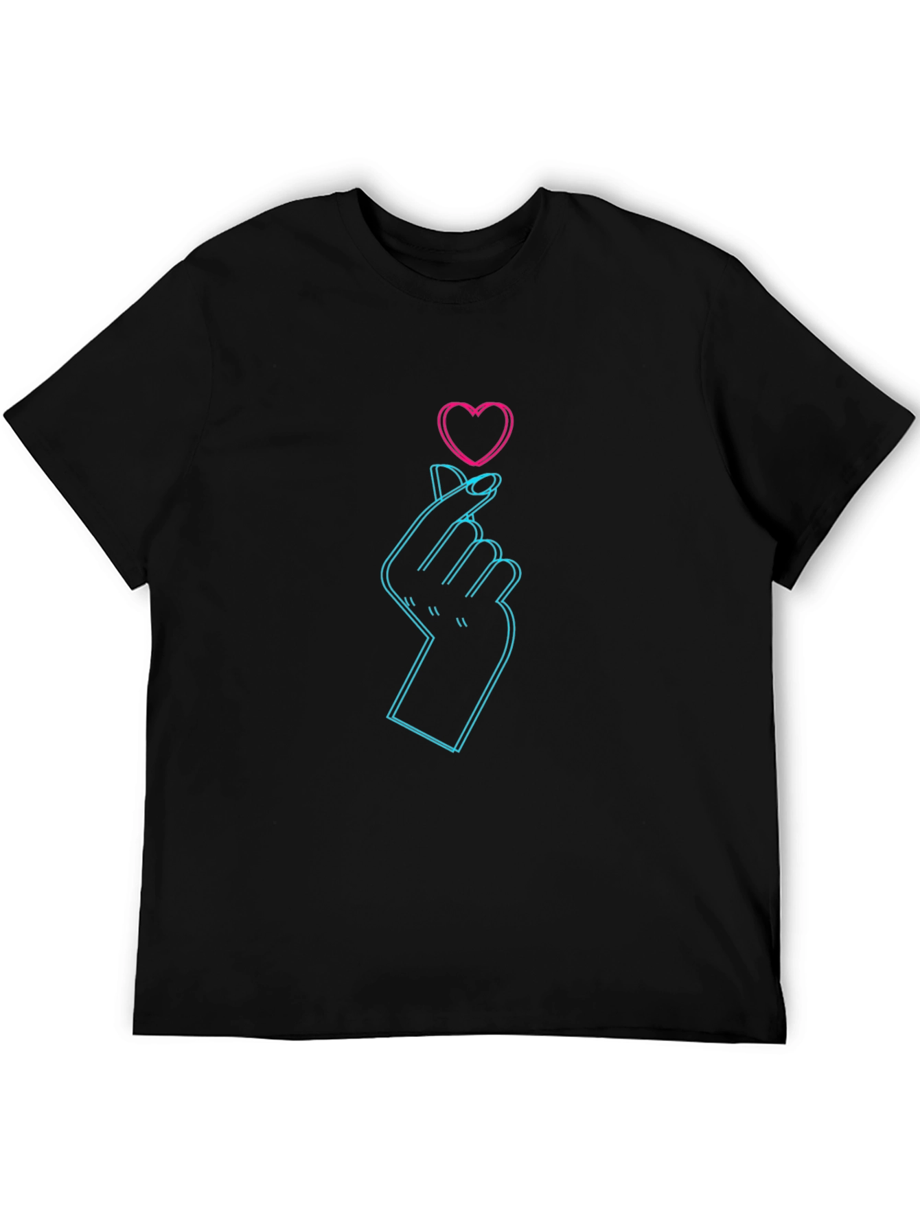Neon Heart Finger Gesture Graphic Tee