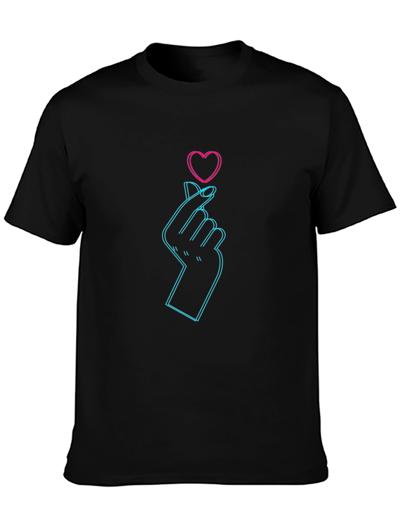 Neon Heart Finger Gesture Graphic Tee