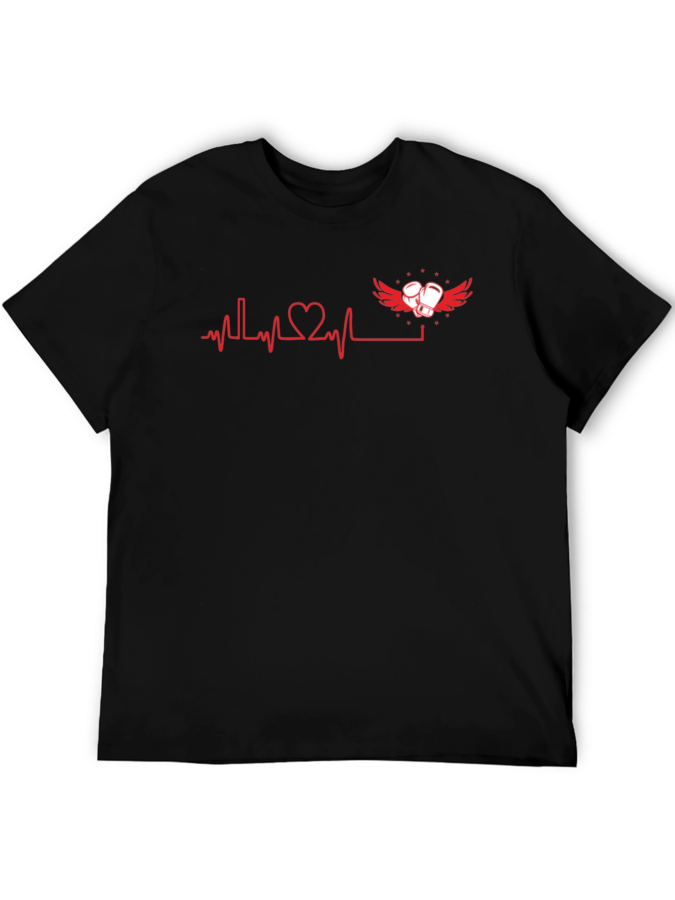 Heartbeat Boxing Gloves Graphic Tee - Black