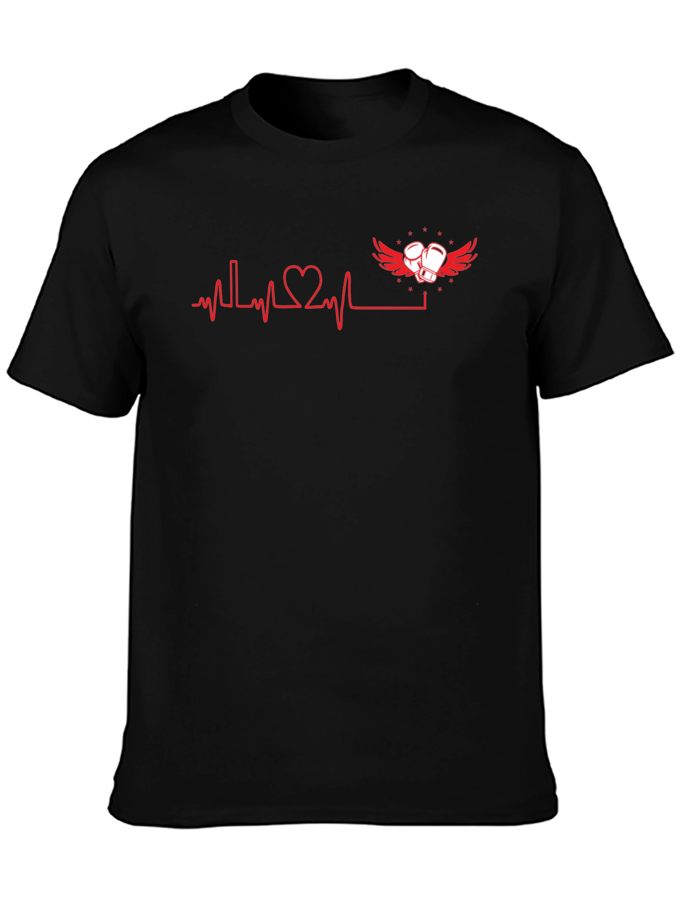 Heartbeat Boxing Gloves Graphic Tee - Black