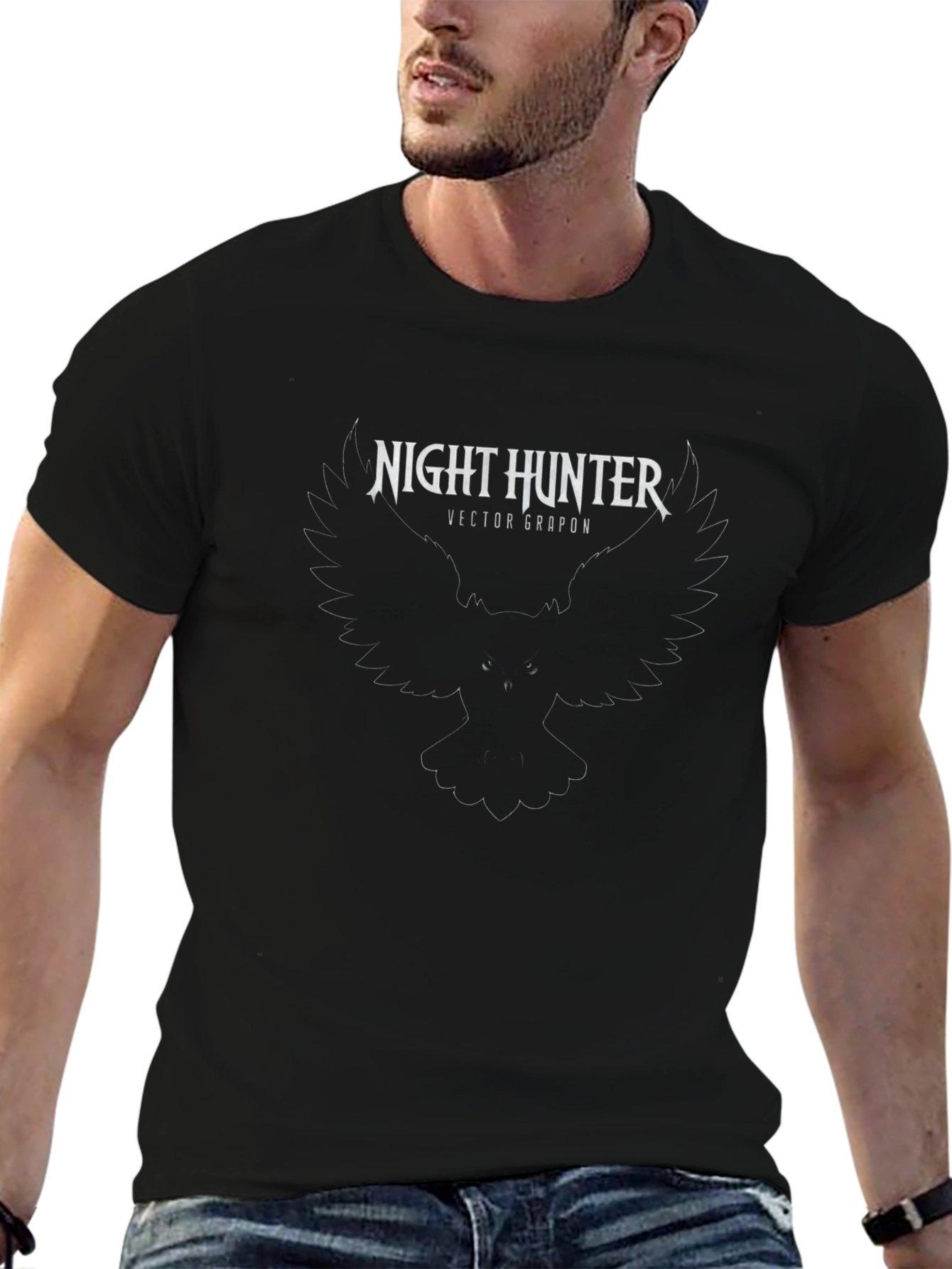 Night Hunter Graphic Tee - Vector Grapon Design