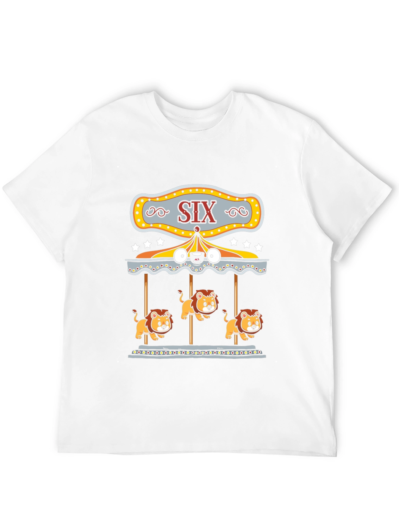 Lion Carousel Graphic Tee - Black Cotton T-Shirt