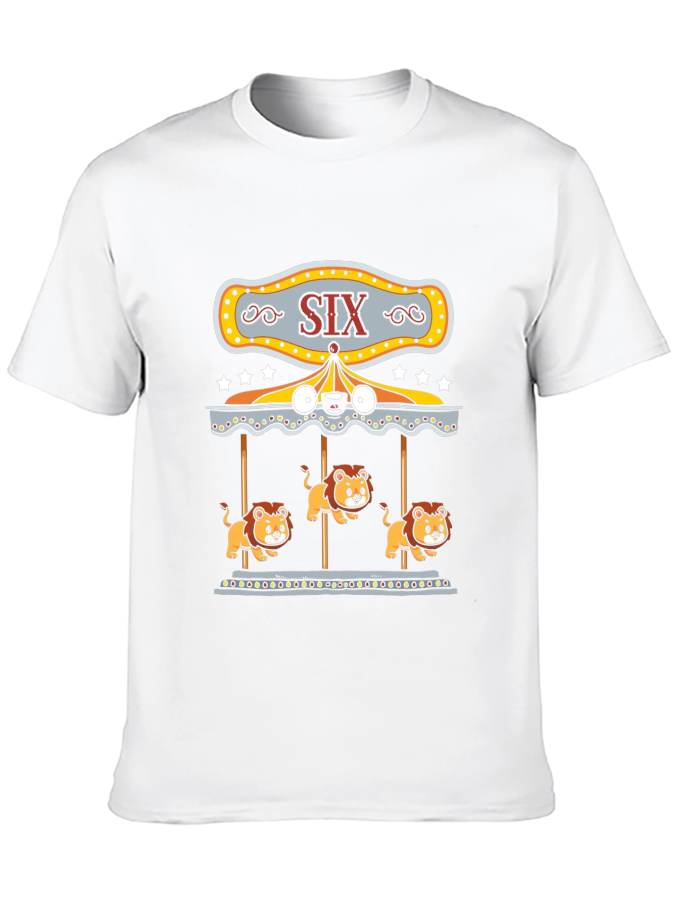 Lion Carousel Graphic Tee - Black Cotton T-Shirt
