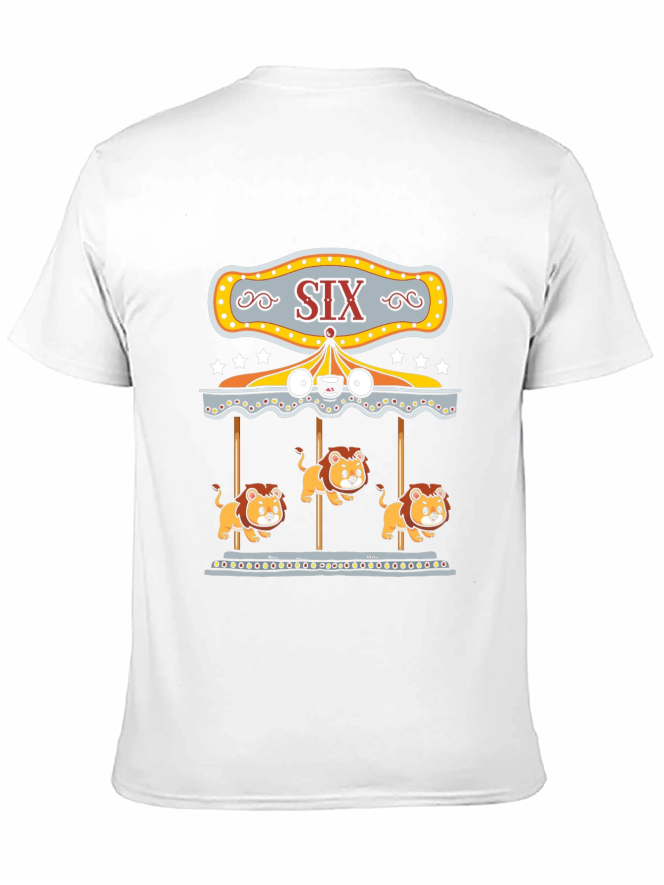 Lion Carousel Graphic Tee - Black Cotton T-Shirt