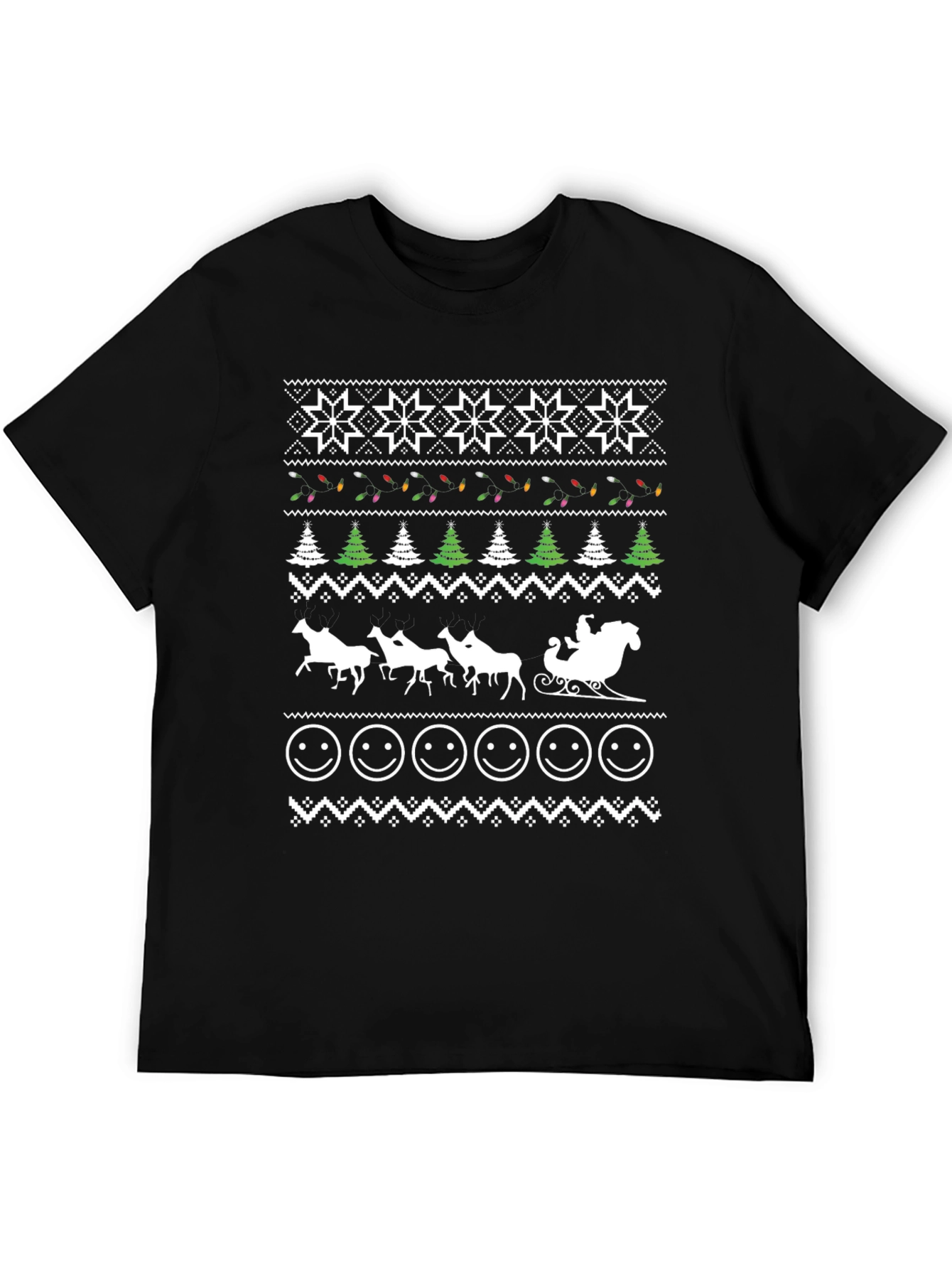 Festive Santa Sleigh Ugly Christmas T-Shirt
