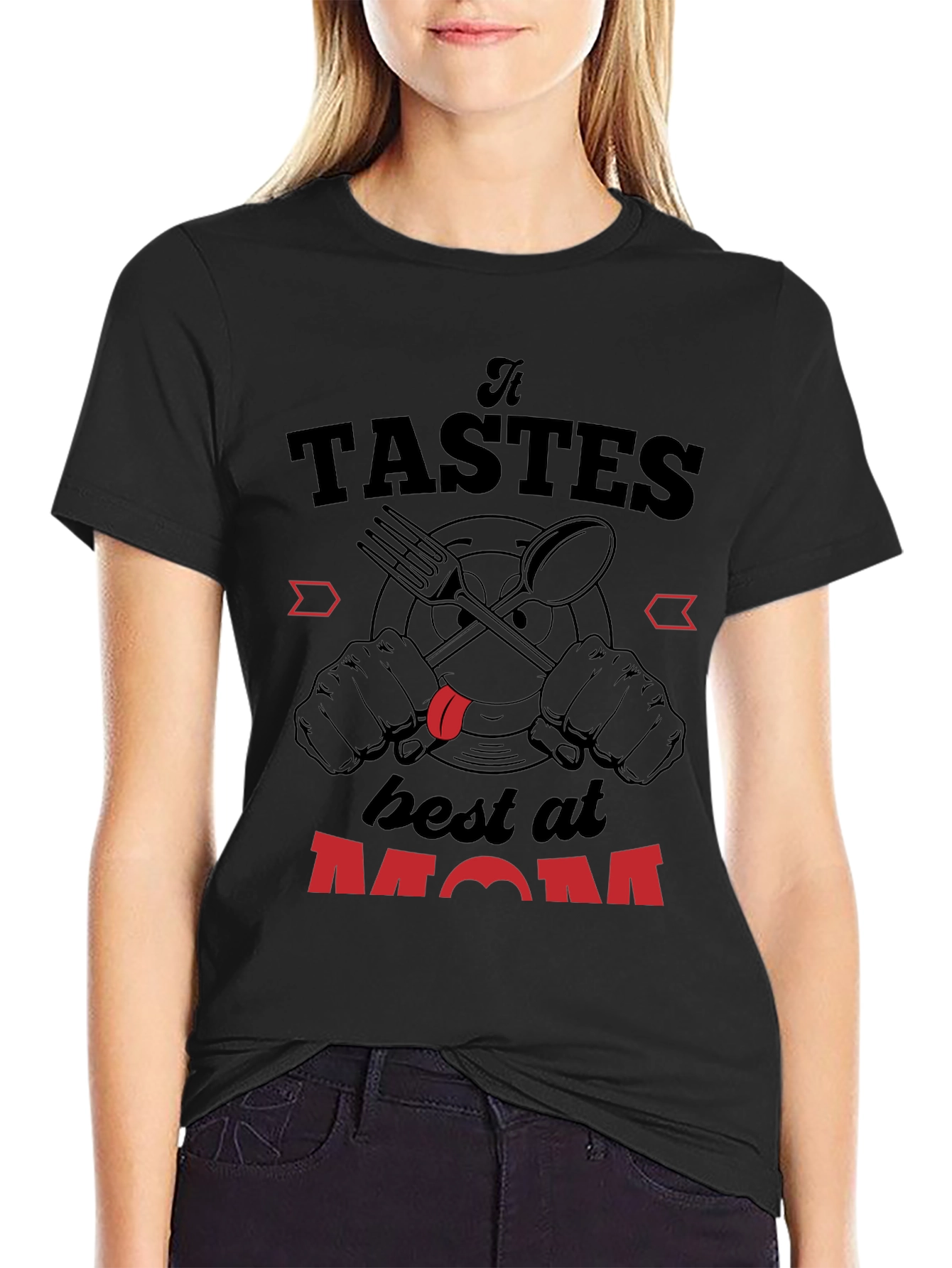 Taste Best at Mom Black Graphic Tee