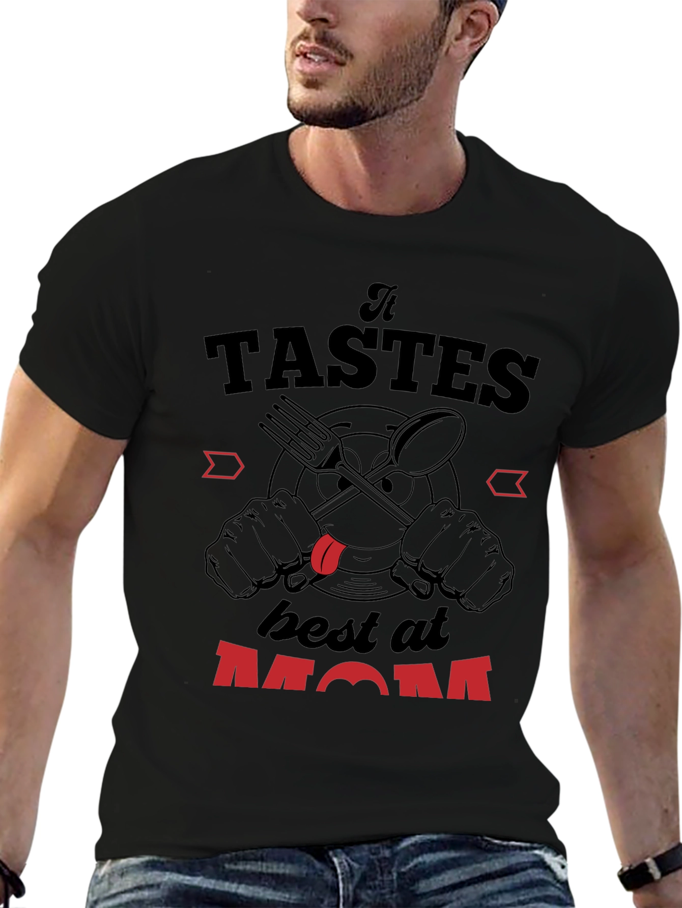 Taste Best at Mom Black Graphic Tee