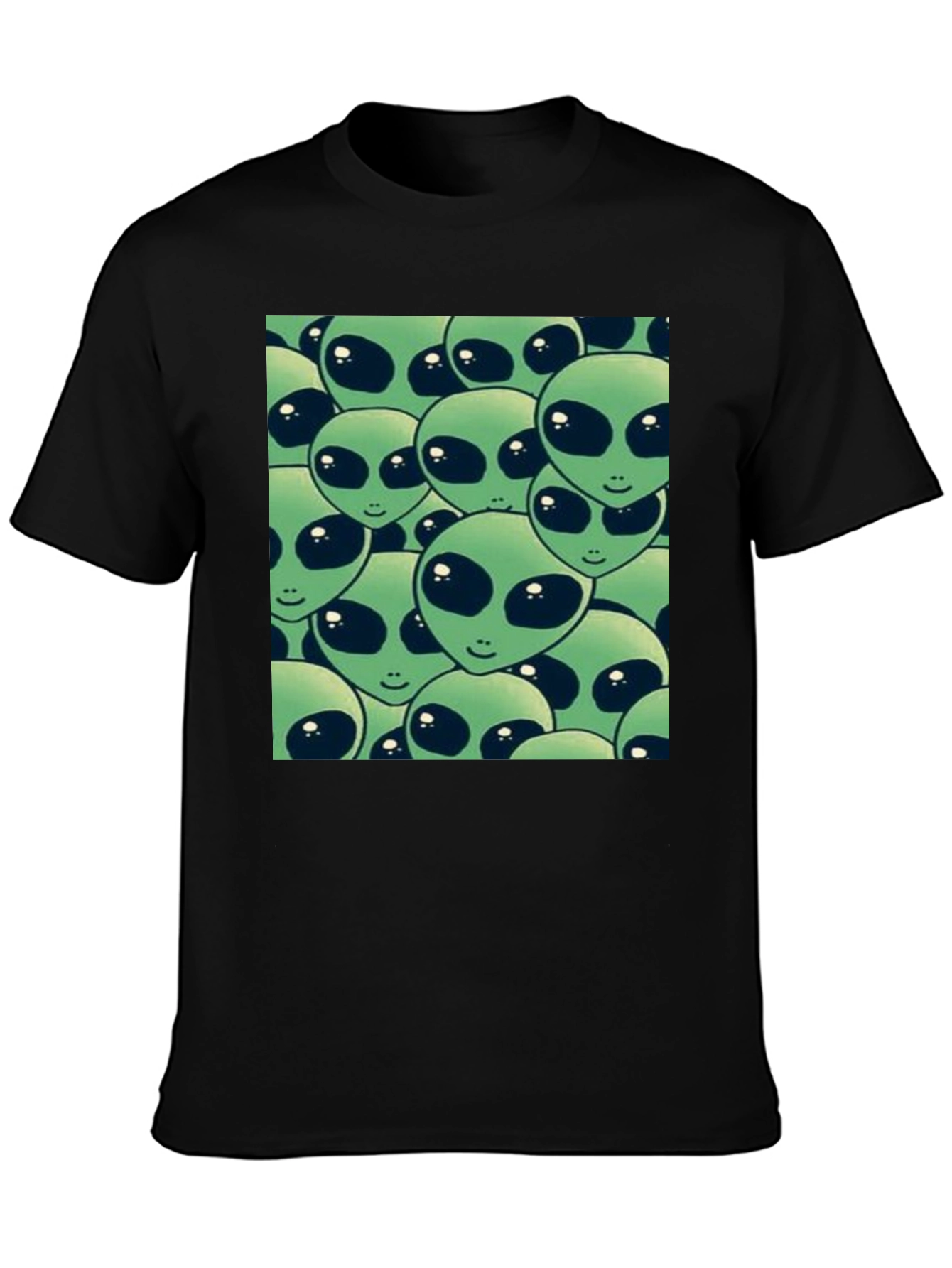 Alien Heads Graphic Black T-Shirt
