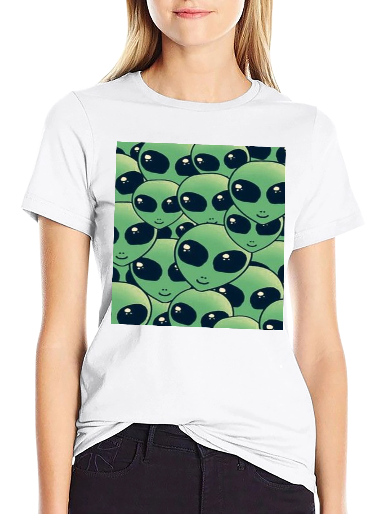 Alien Heads Graphic Black T-Shirt