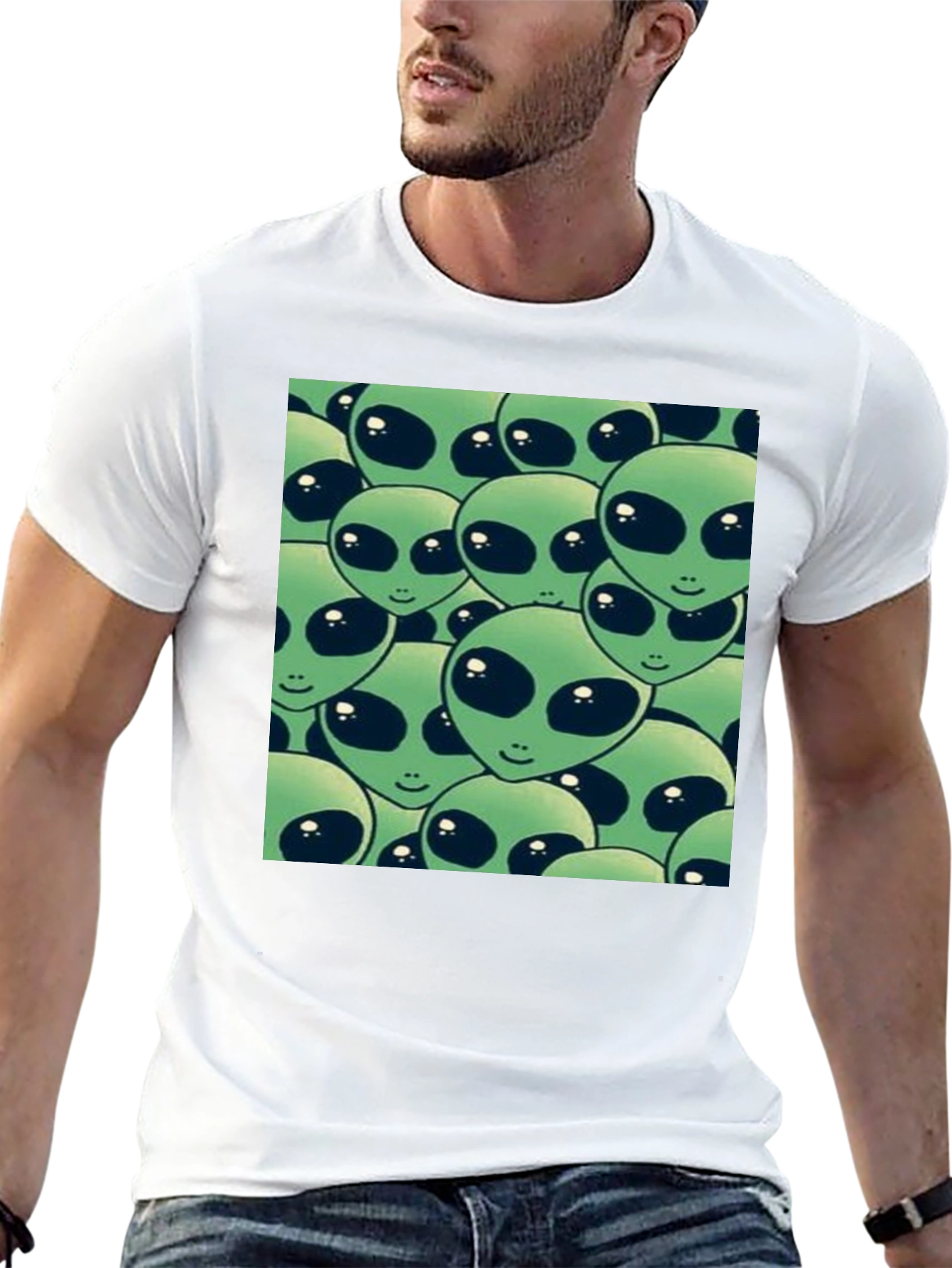 Alien Heads Graphic Black T-Shirt