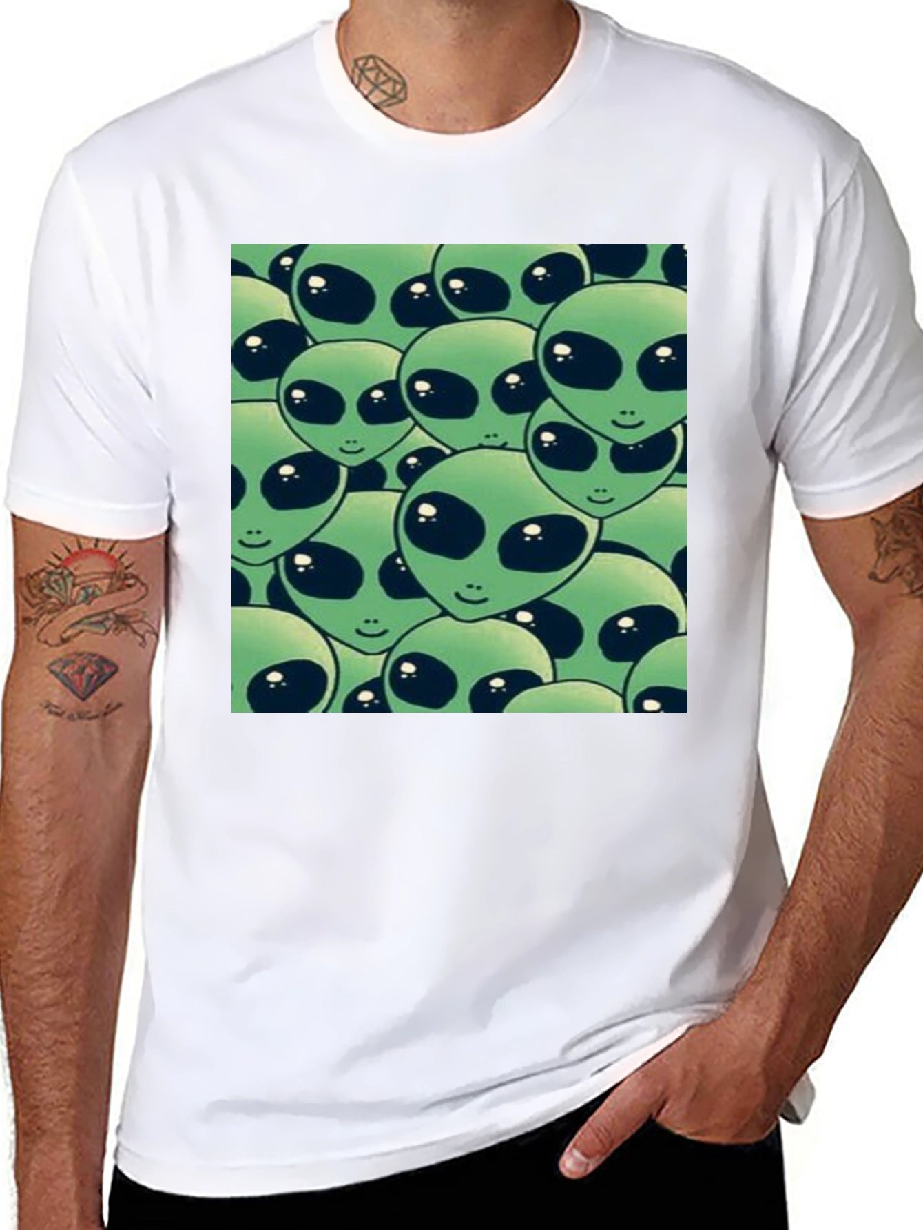 Alien Heads Graphic Black T-Shirt