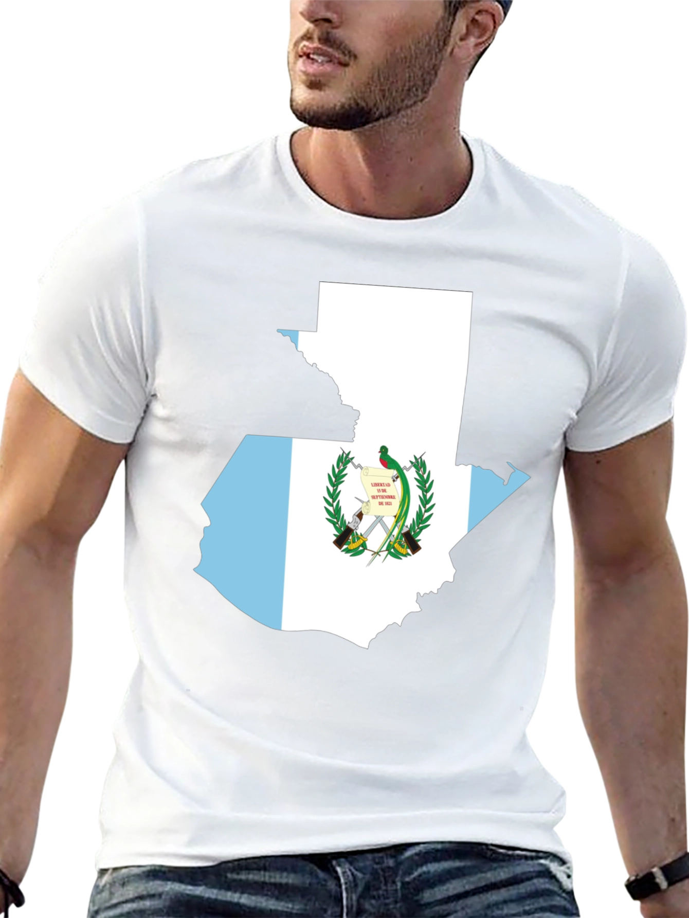 Guatemala Flag Map T-Shirt - Black