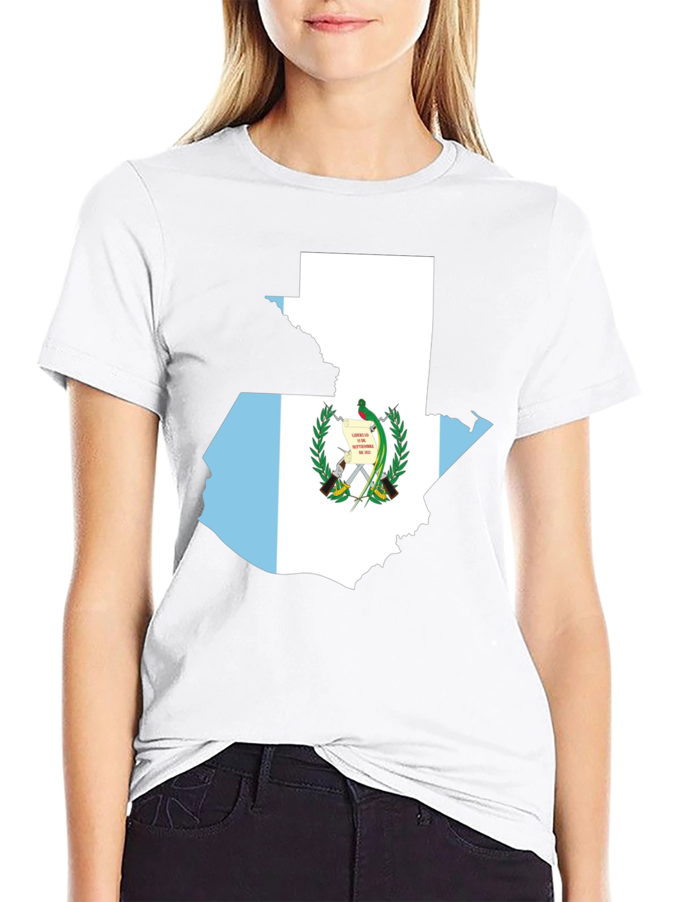 Guatemala Flag Map T-Shirt - Black