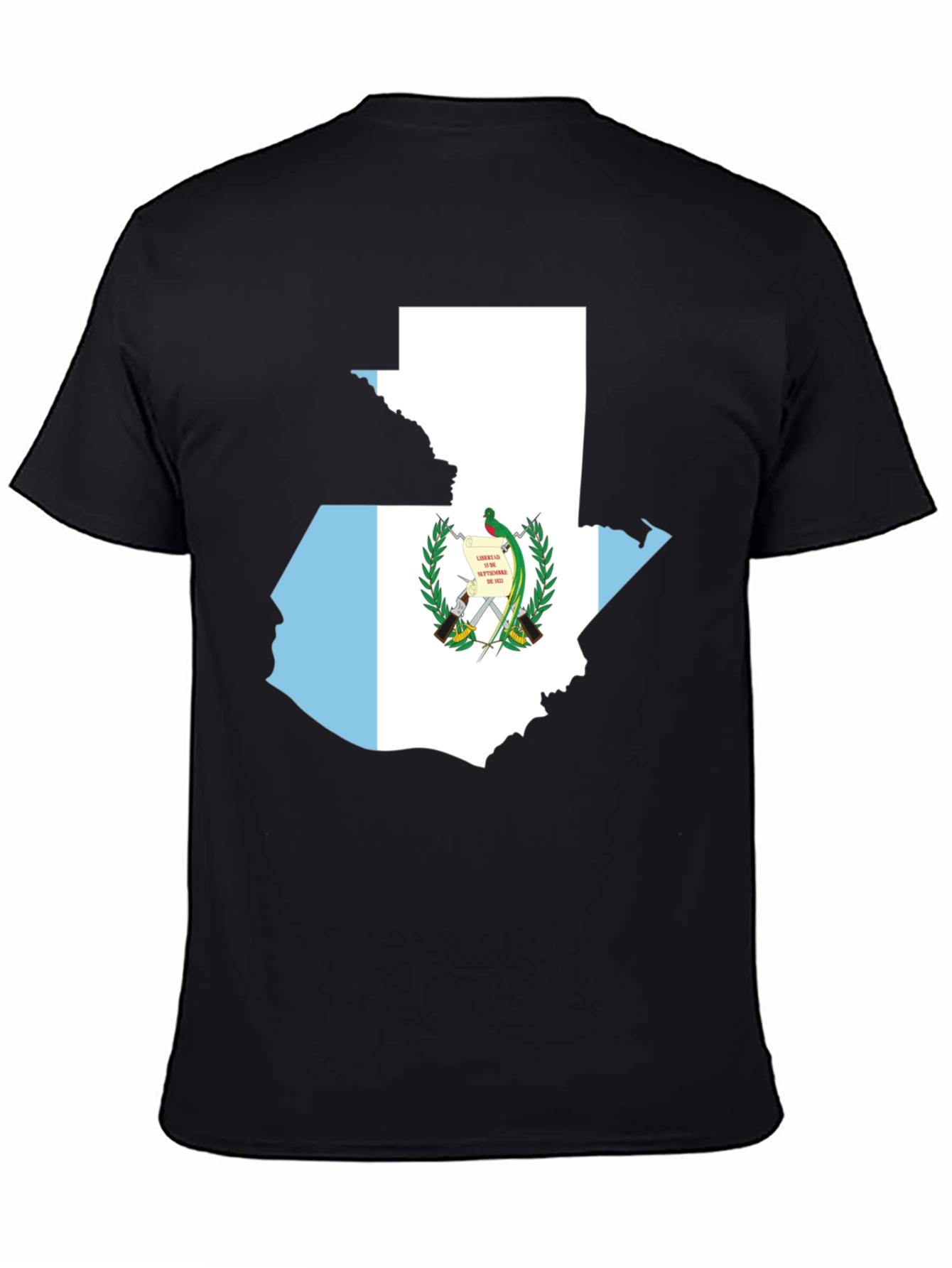 Guatemala Flag Map T-Shirt - Black