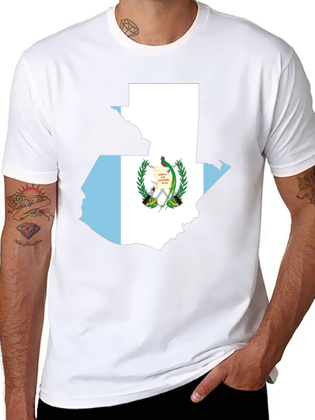 Guatemala Flag Map T-Shirt - Black
