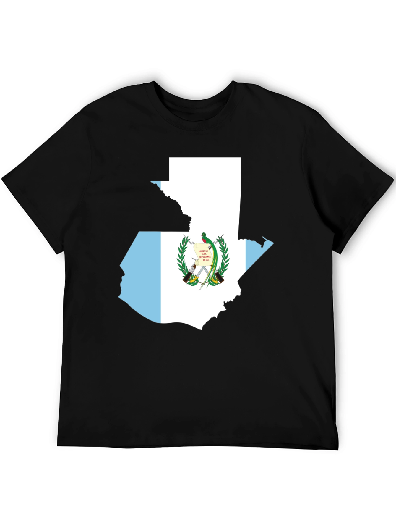 Guatemala Flag Map T-Shirt - Black