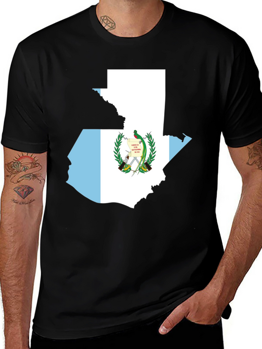 Guatemala Flag Map T-Shirt - Black