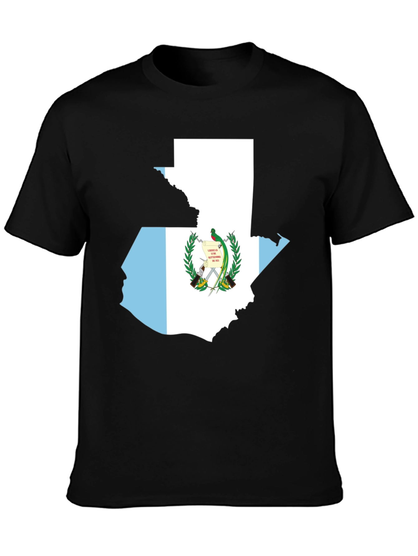 Guatemala Flag Map T-Shirt - Black