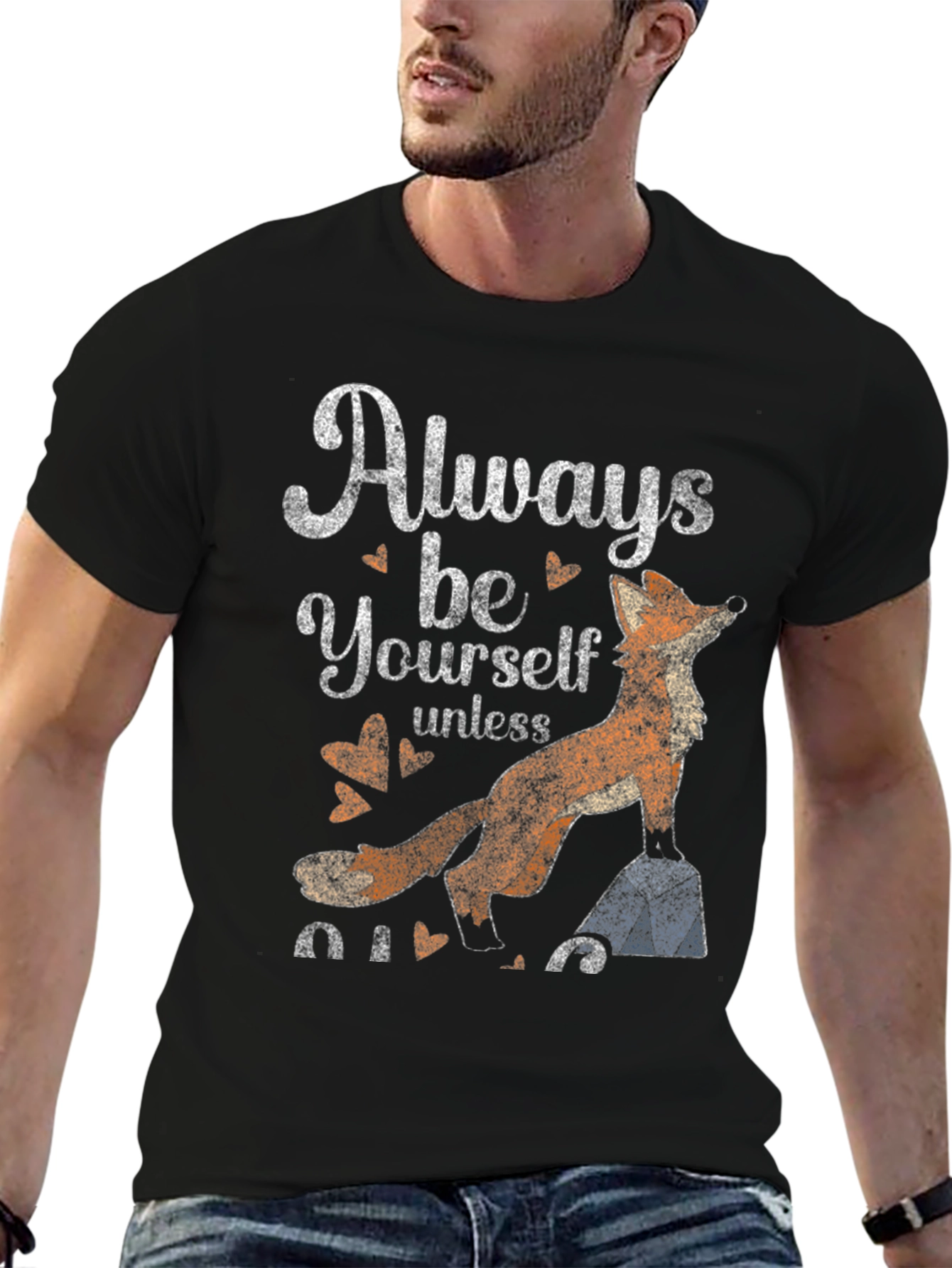 Always Be Yourself Fox Graphic Tee - Black