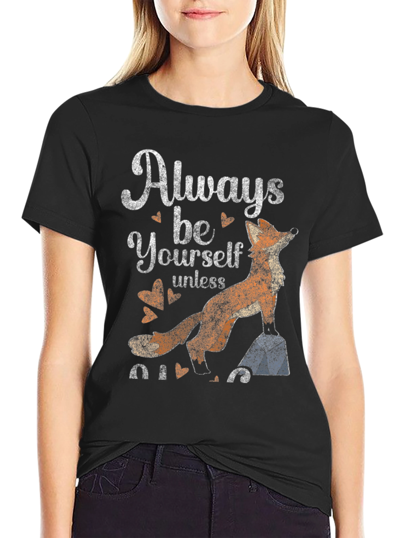 Always Be Yourself Fox Graphic Tee - Black