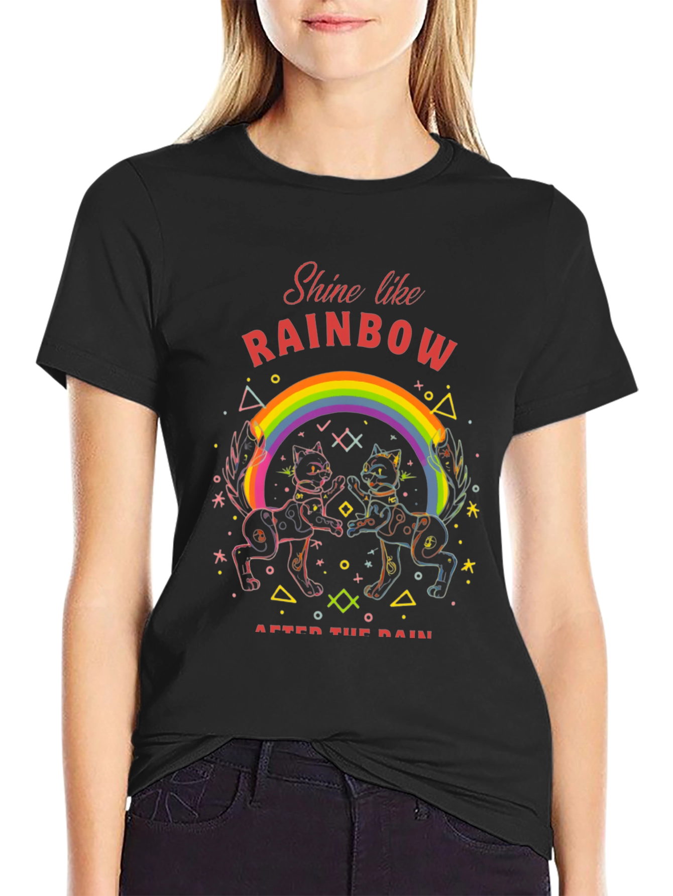 Rainbow Cat T-Shirt - Shine After the Rain
