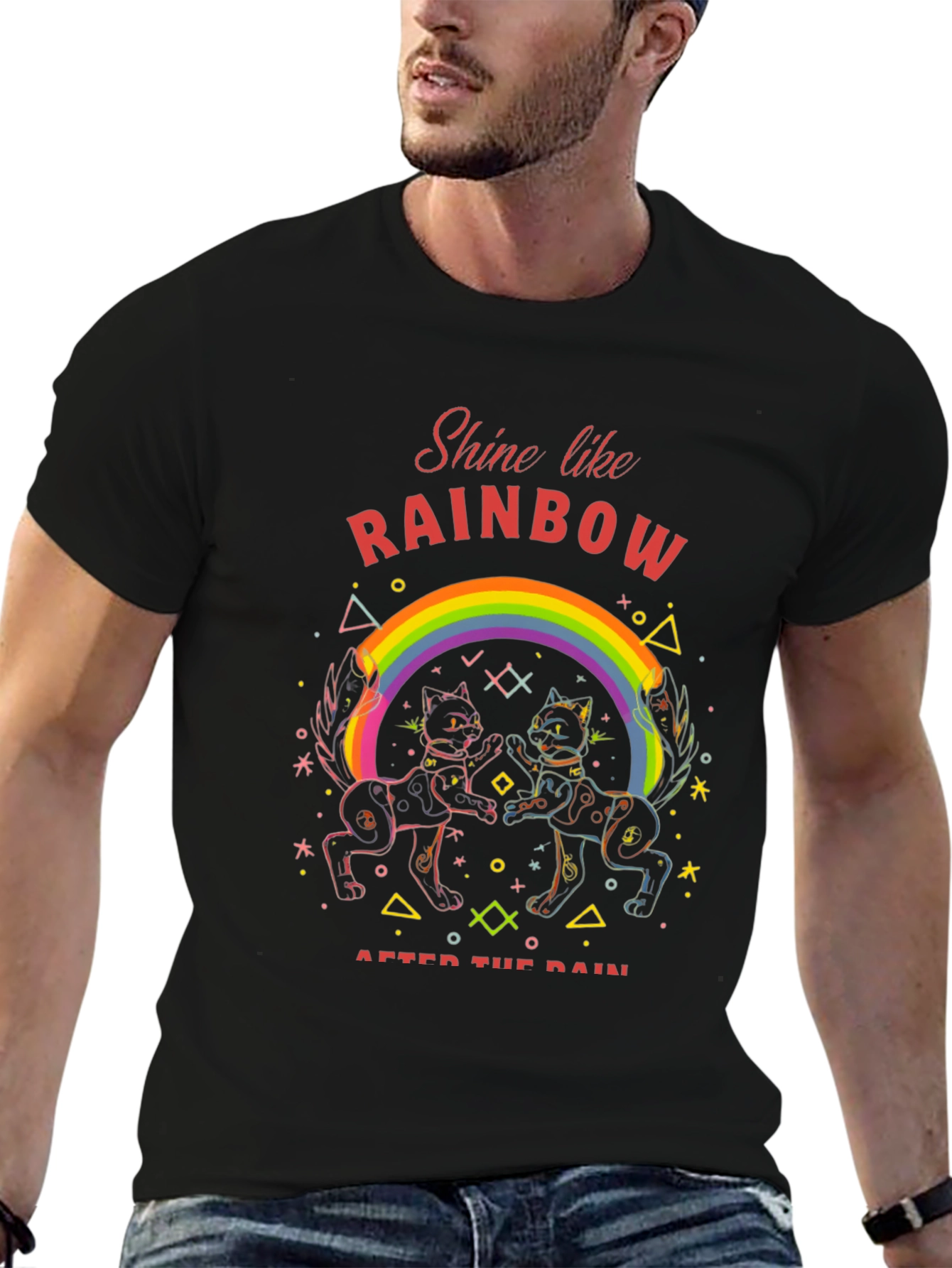 Rainbow Cat T-Shirt - Shine After the Rain