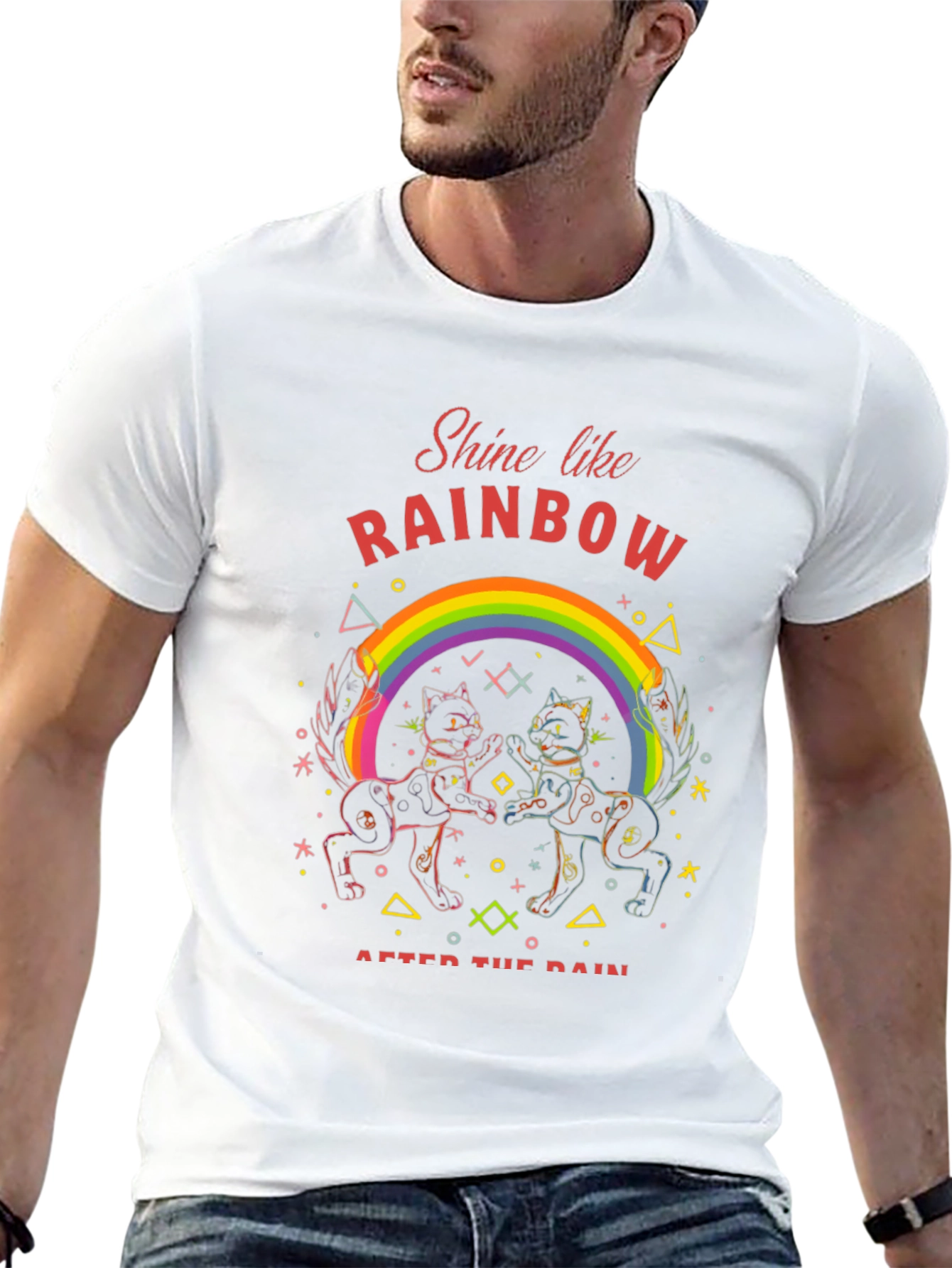 Rainbow Cat T-Shirt - Shine After the Rain