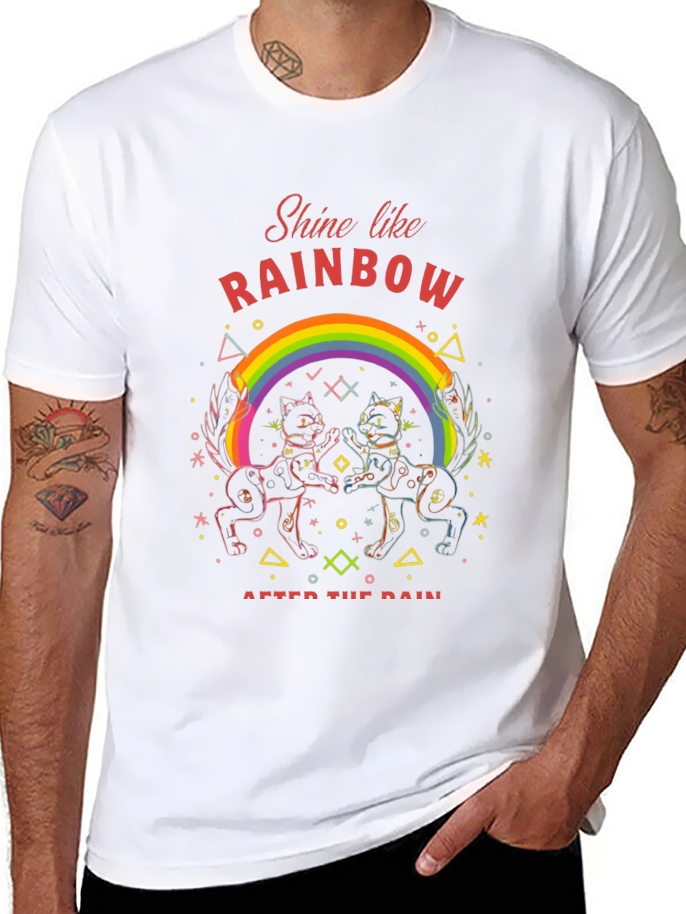 Rainbow Cat T-Shirt - Shine After the Rain