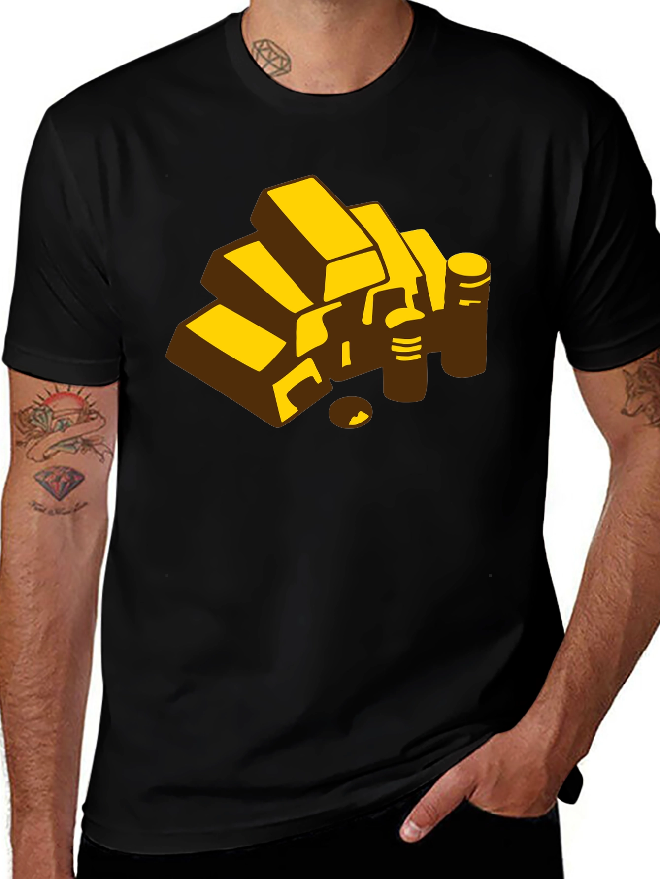 Gold Bars Graphic Tee - Mens Black T-Shirt