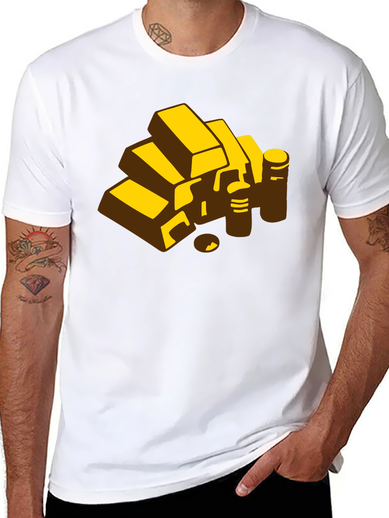 Gold Bars Graphic Tee - Mens Black T-Shirt