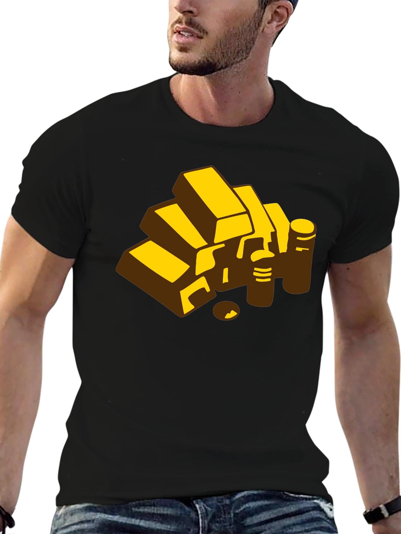 Gold Bars Graphic Tee - Mens Black T-Shirt