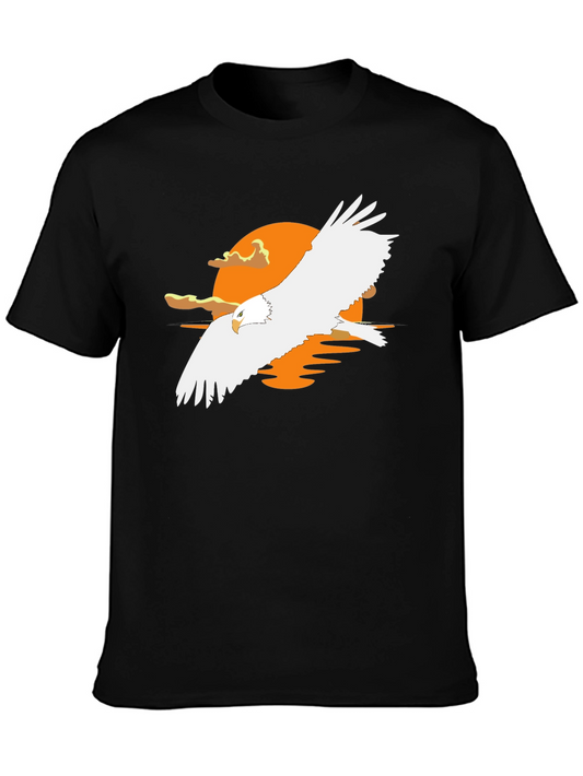 Eagle Sunset Graphic Tee - Stylish Black T-Shirt