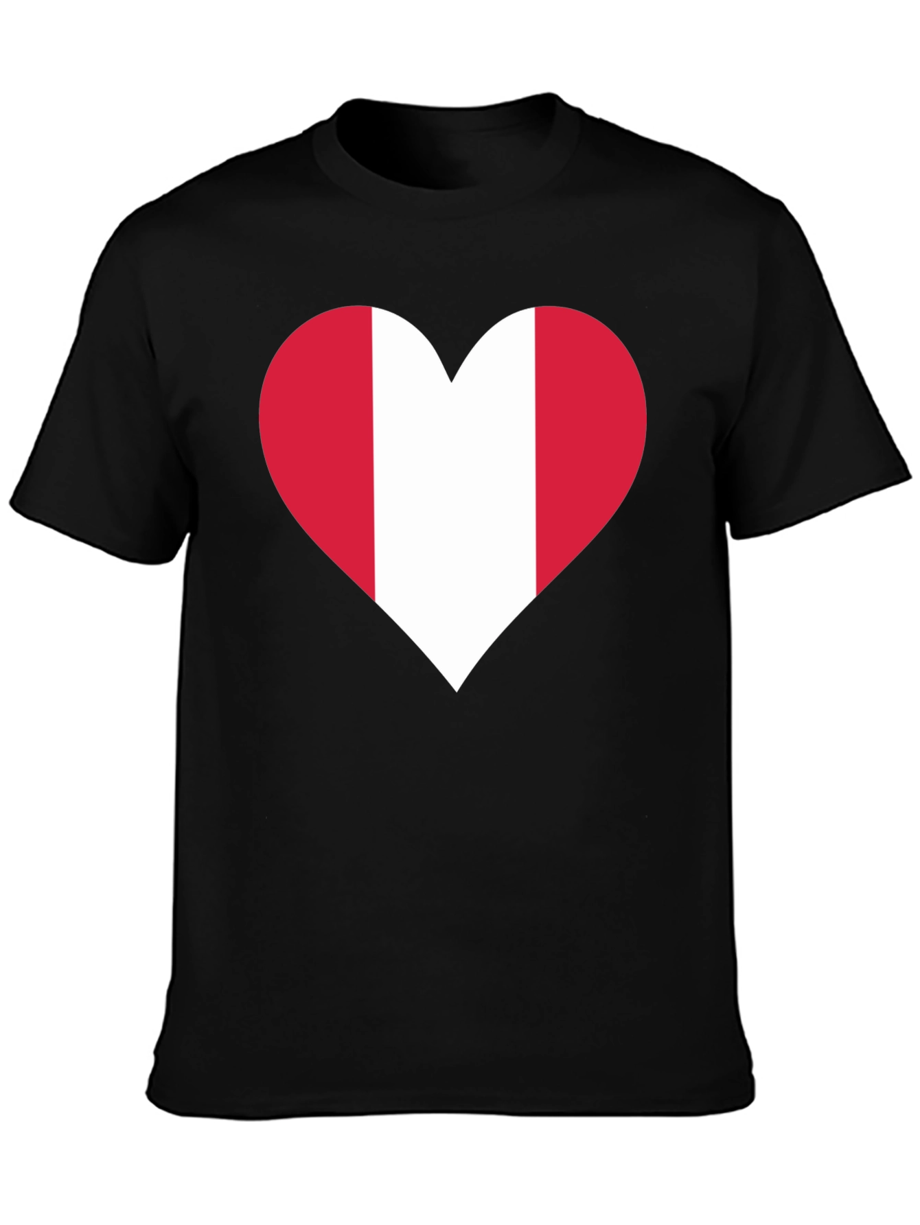 Peru Flag Heart Graphic Tee - Black