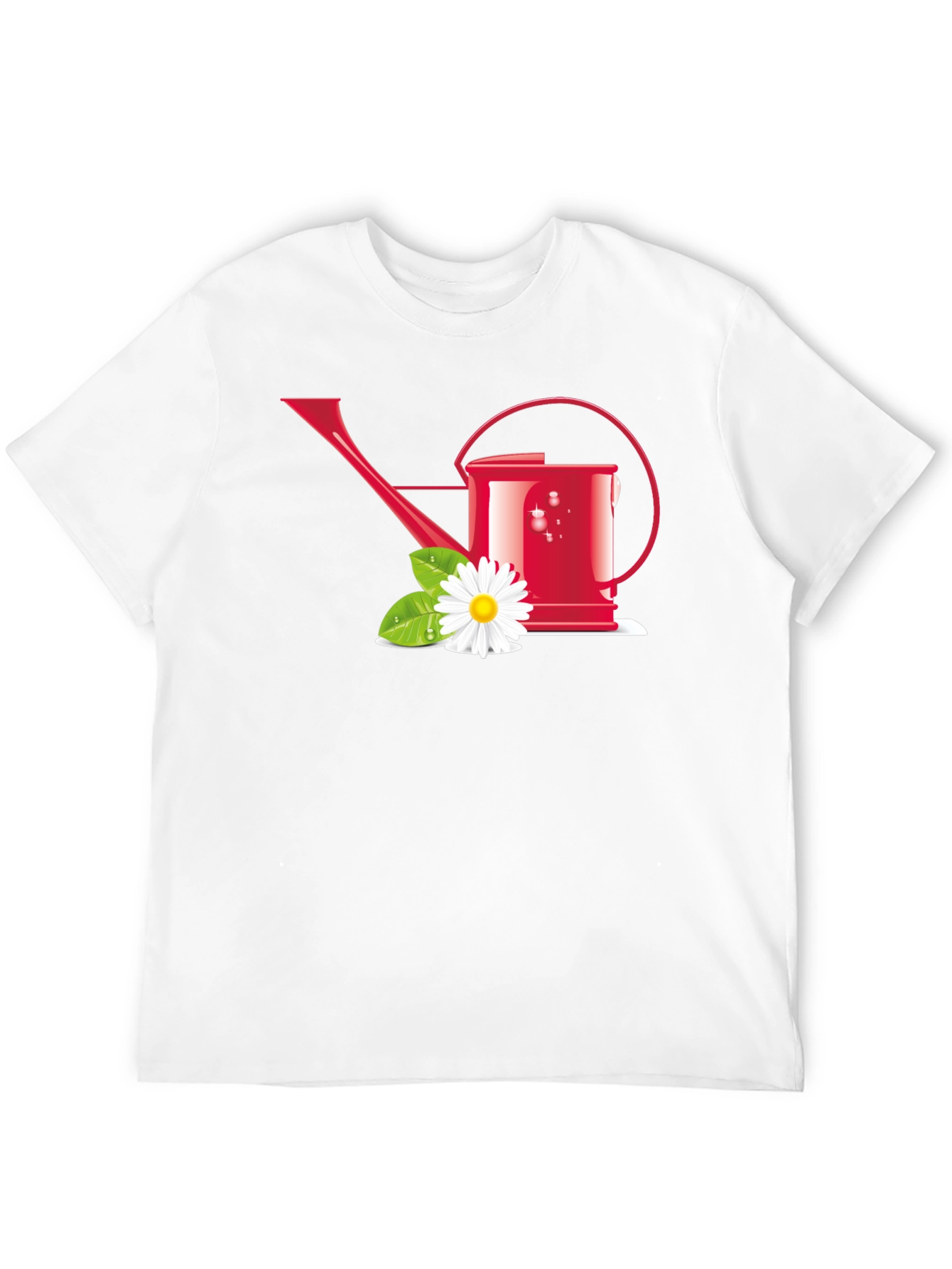 Gardening Lover T-Shirt: Red Watering Can & Daisy Design