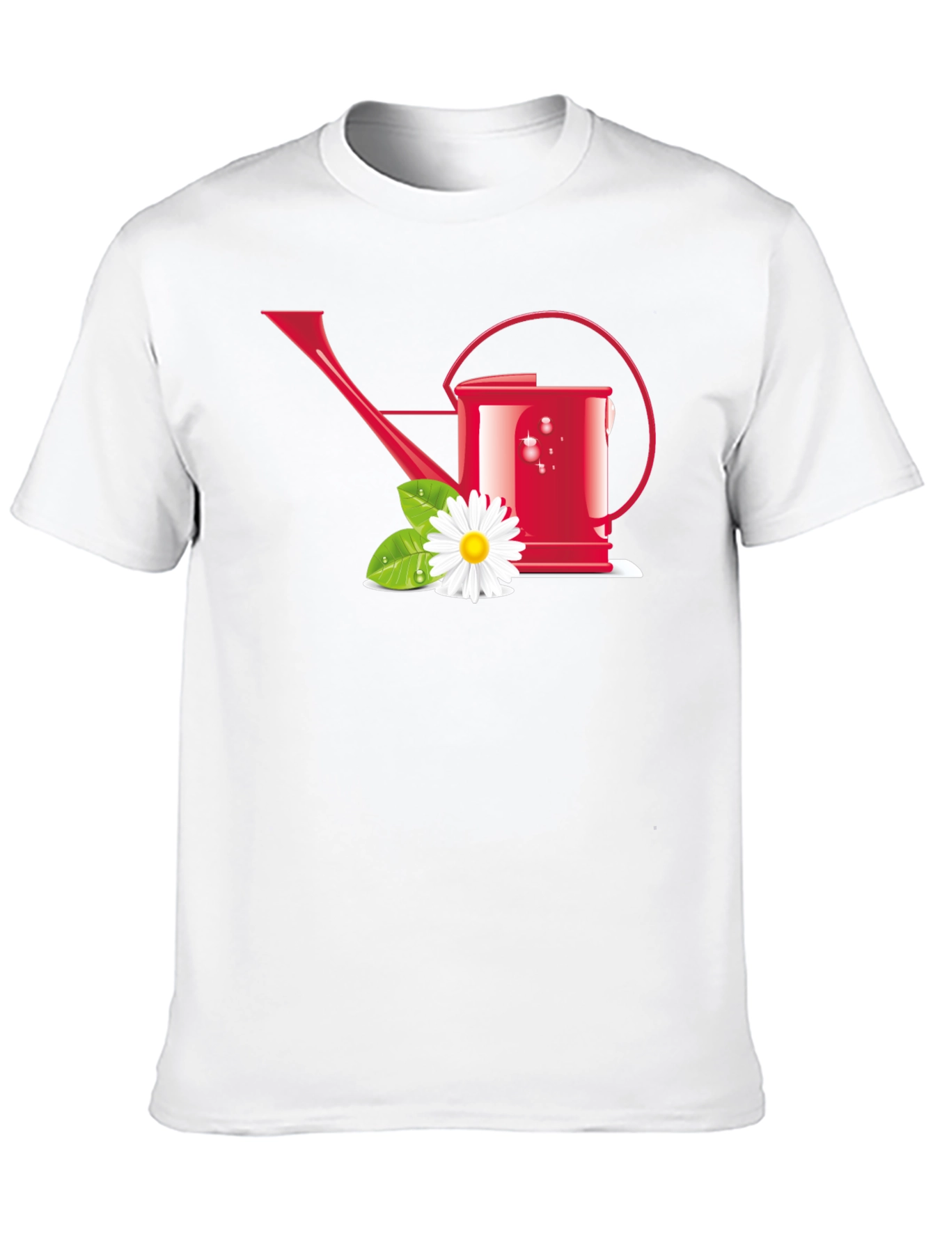 Gardening Lover T-Shirt: Red Watering Can & Daisy Design