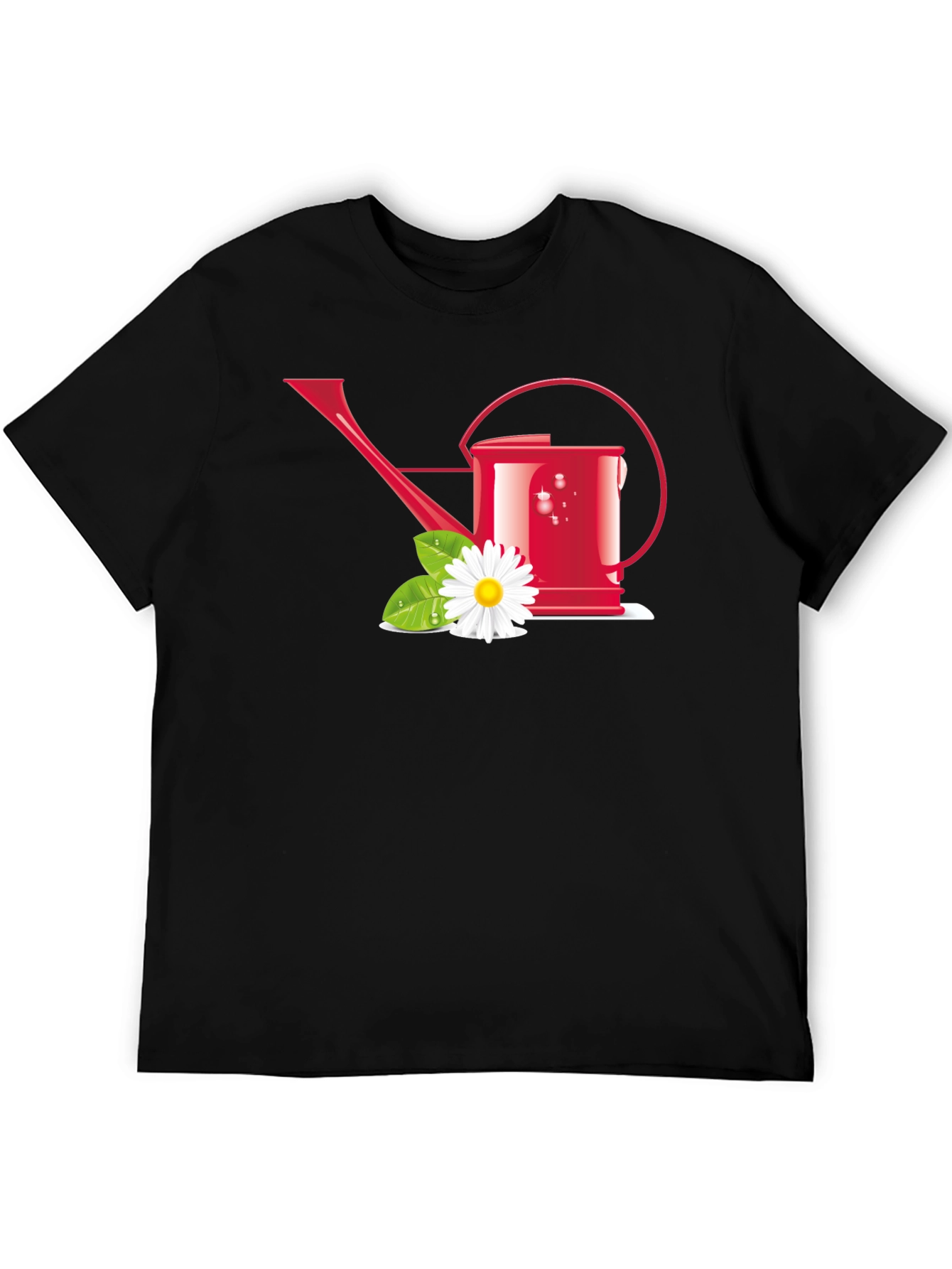 Gardening Lover T-Shirt: Red Watering Can & Daisy Design